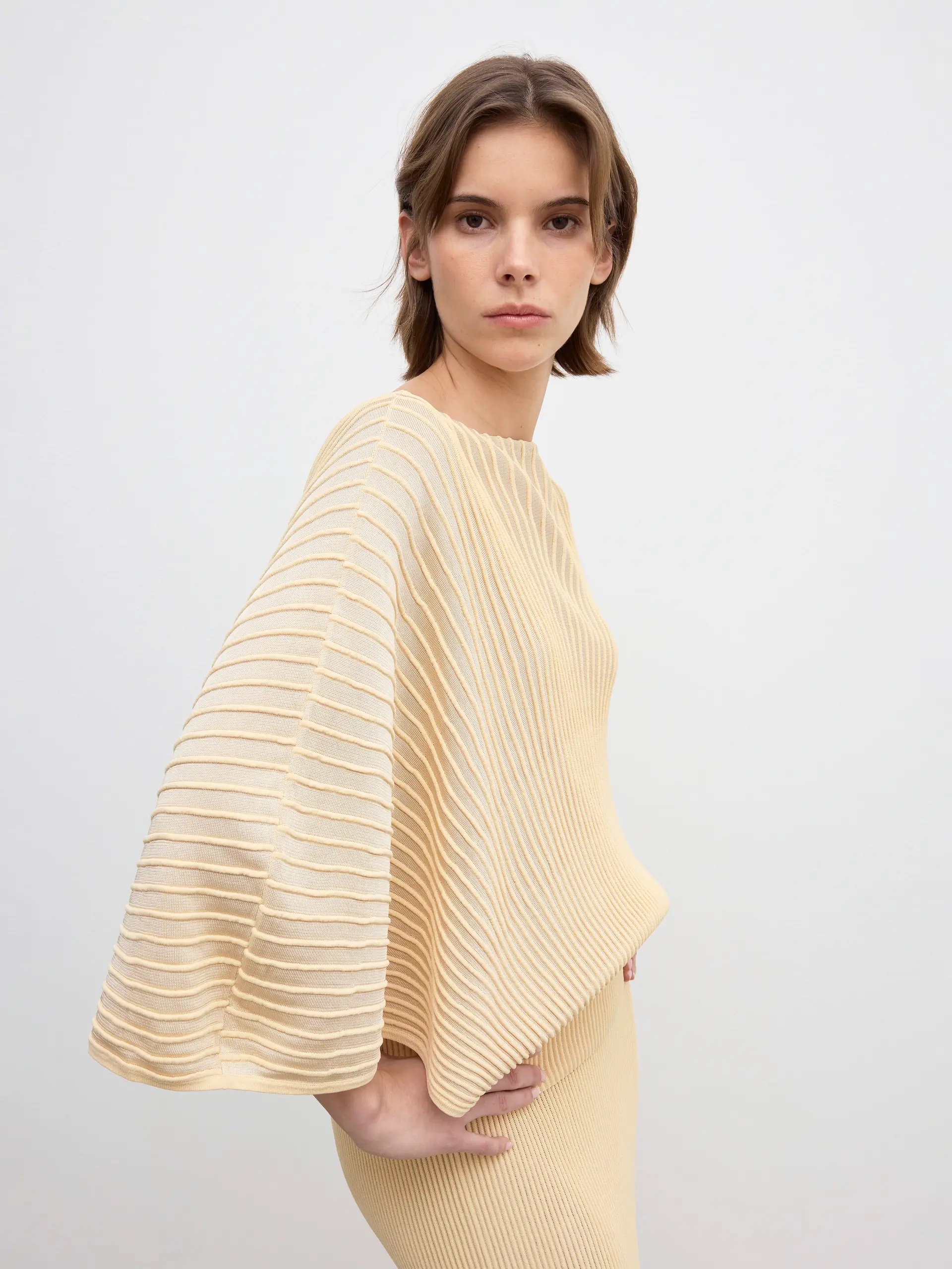 DAGMAR Knitted Flared Top in Desert Sand DAGMAR Knitted Flared Top in Desert Sand