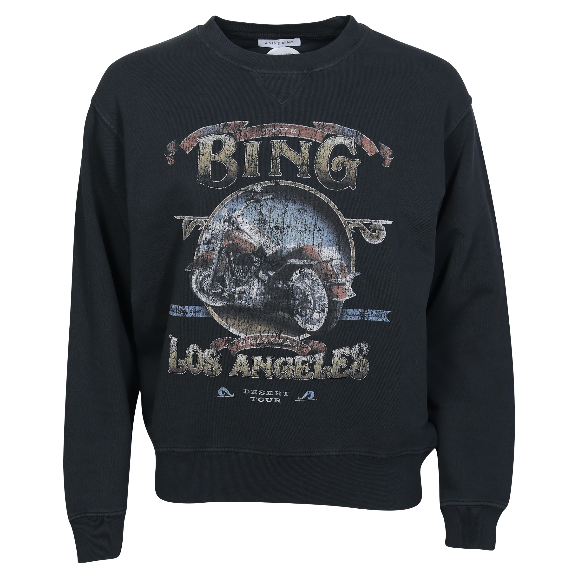 Anine Bing Ramona Sweatshirt Biker in Washed Black S