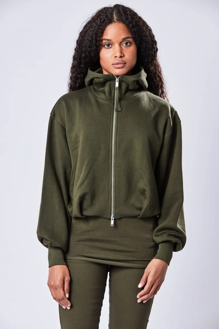 THOM KROM Soft Hooded Sweatjacket in Green XS