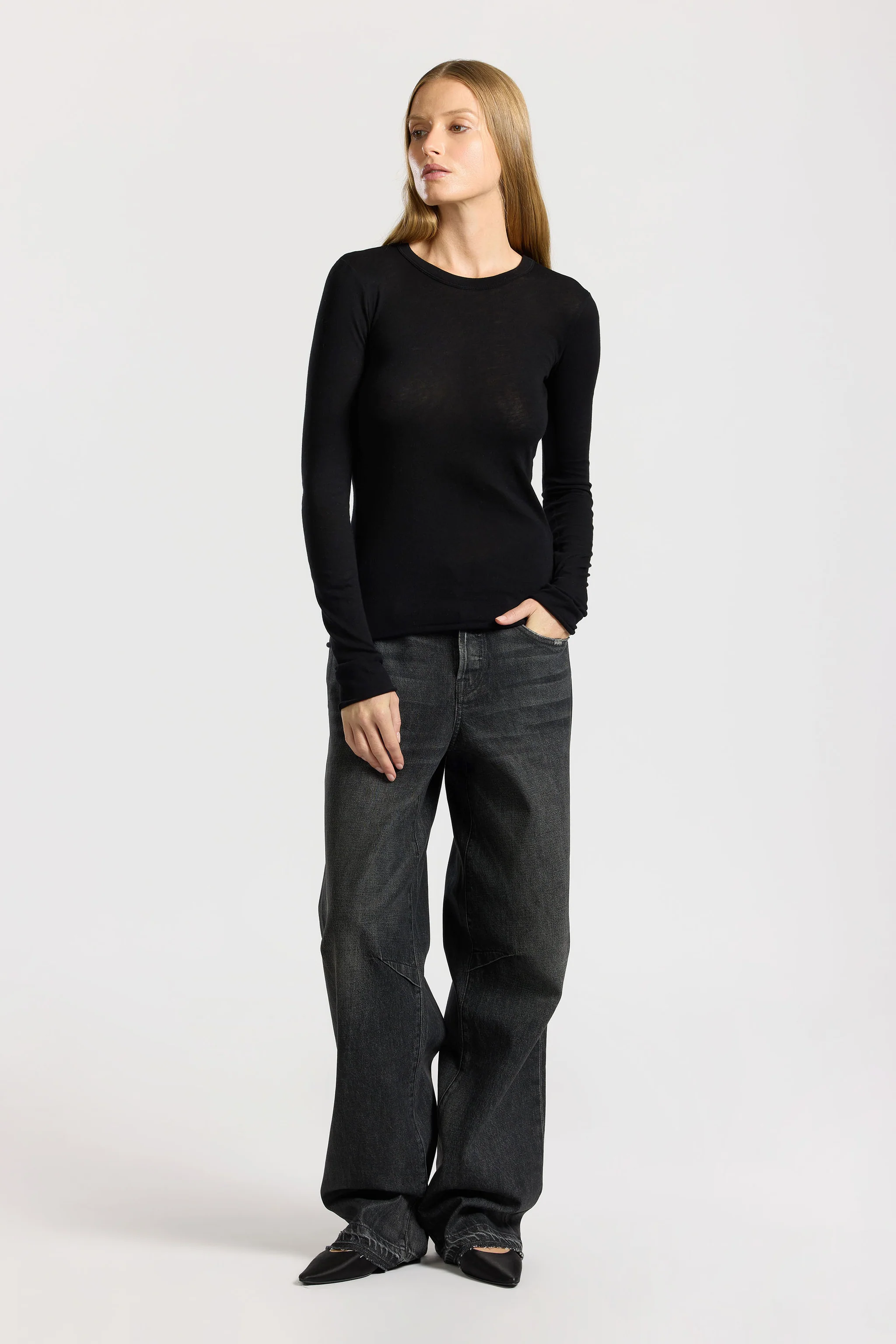 COTTON CITIZEN Marbella Longsleeve in Jet Black