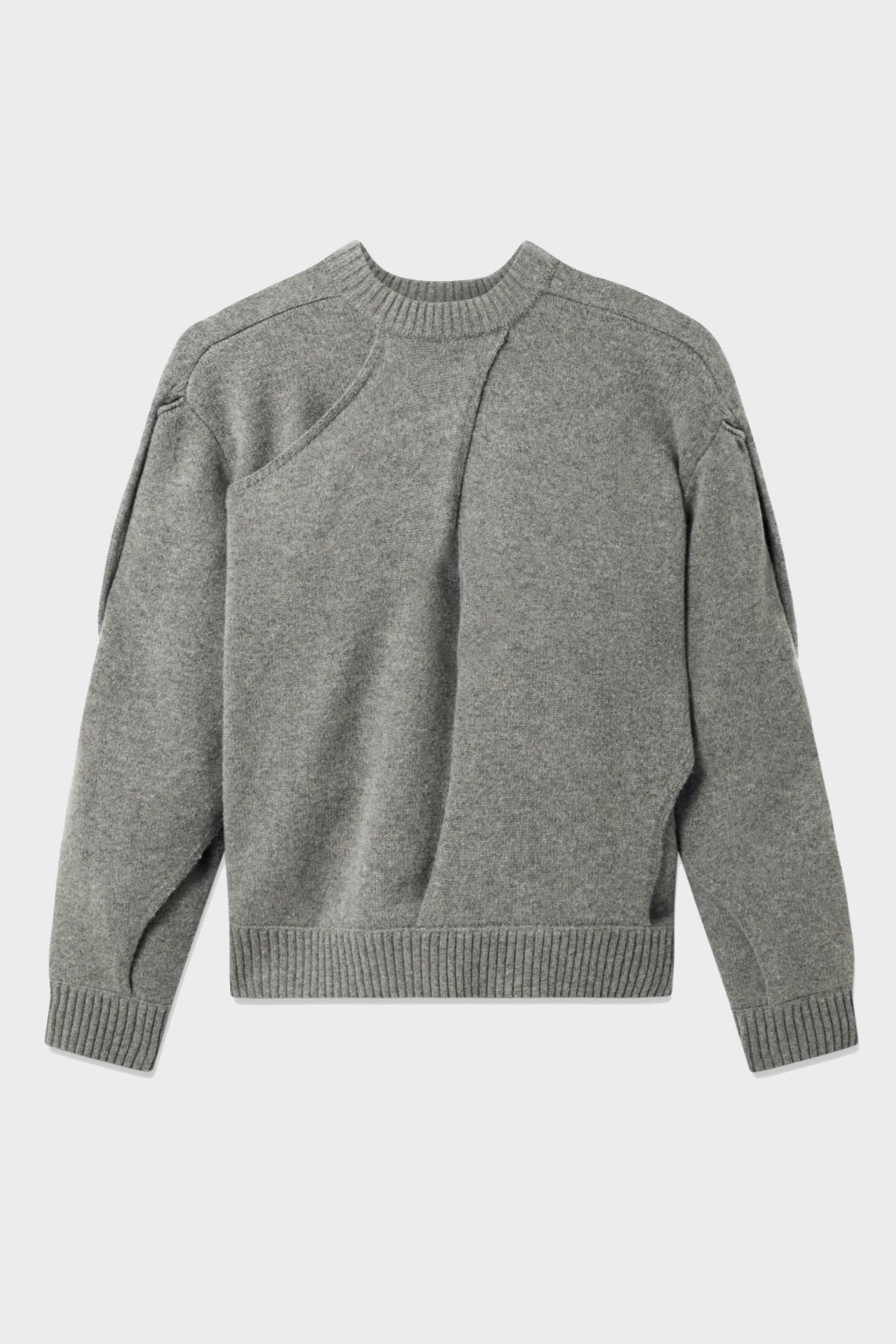 AXEL ARIGATO Stitch Panelled Knit Sweater in Grey Melange