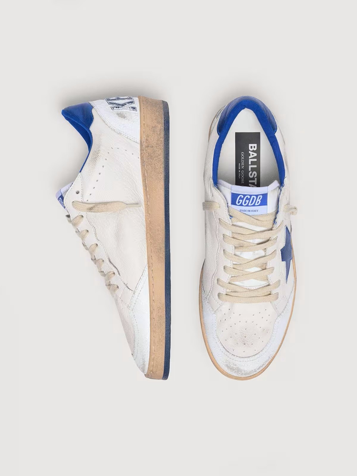 GOLDEN GOOSE Ballstar Nappa in White/Royal Blue