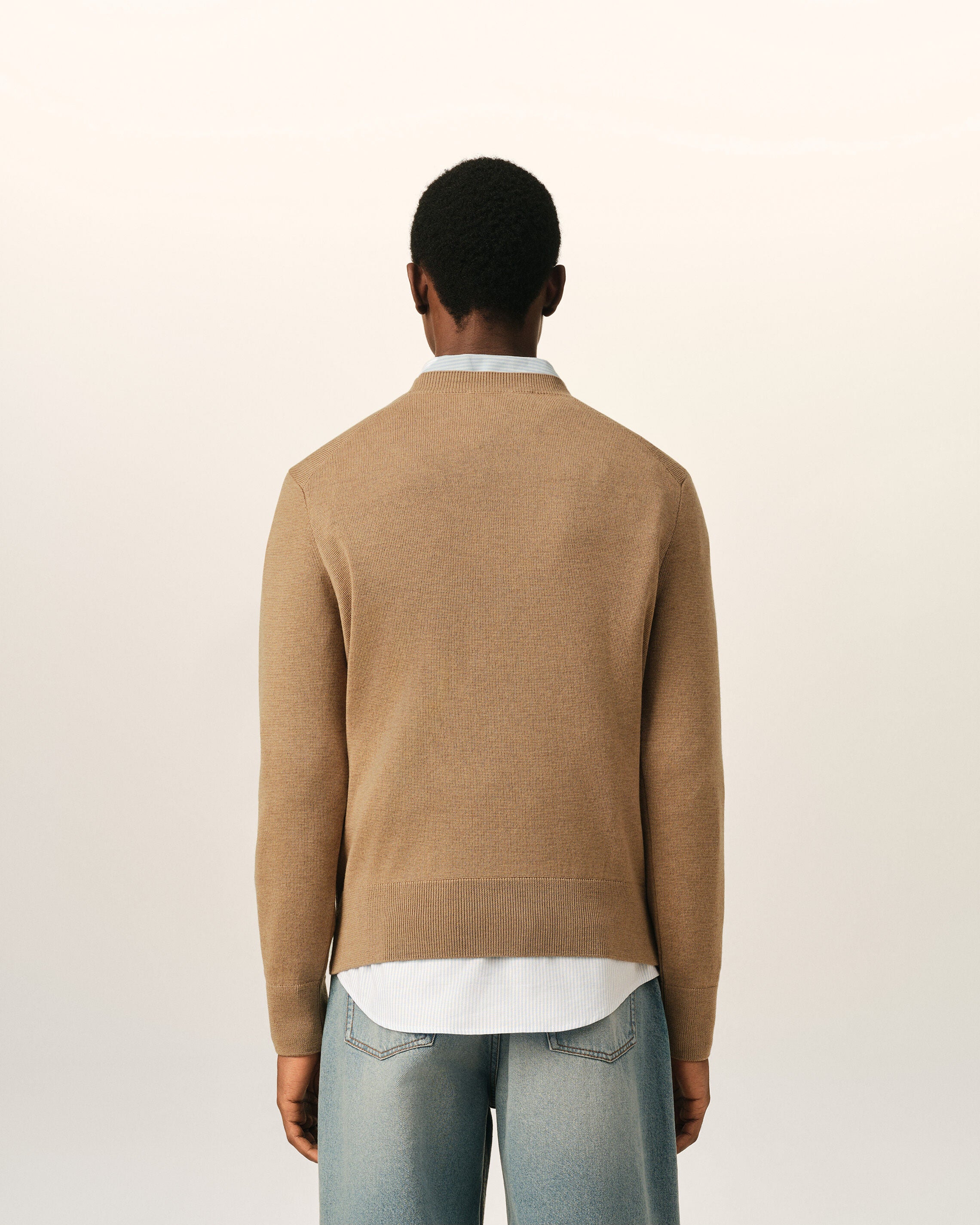 AMI PARIS de Coeur Merino Knit Pullover in Camel / Black Logo