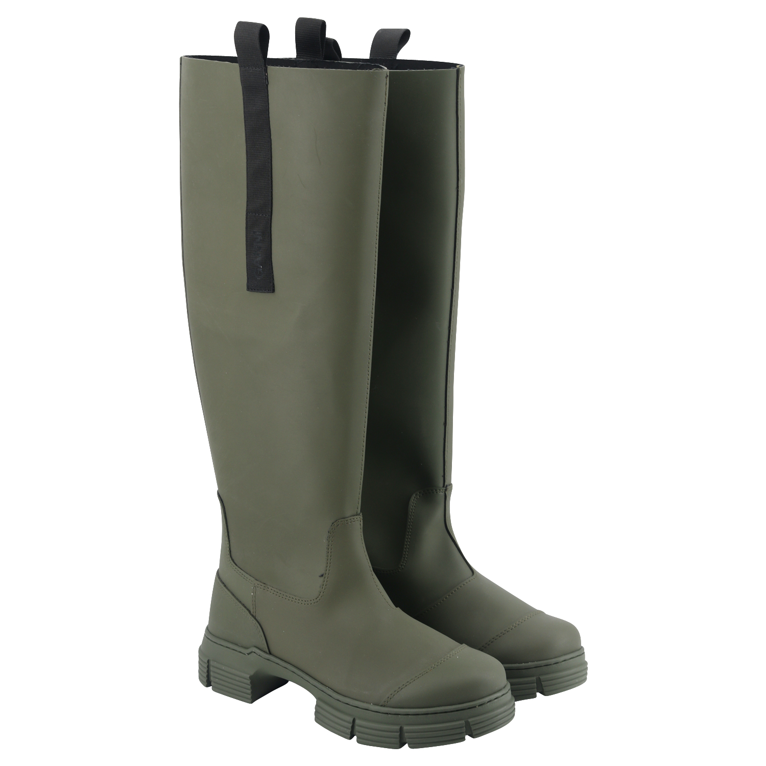 Ganni Recycled Rubber Country Boot in Kalamata Green