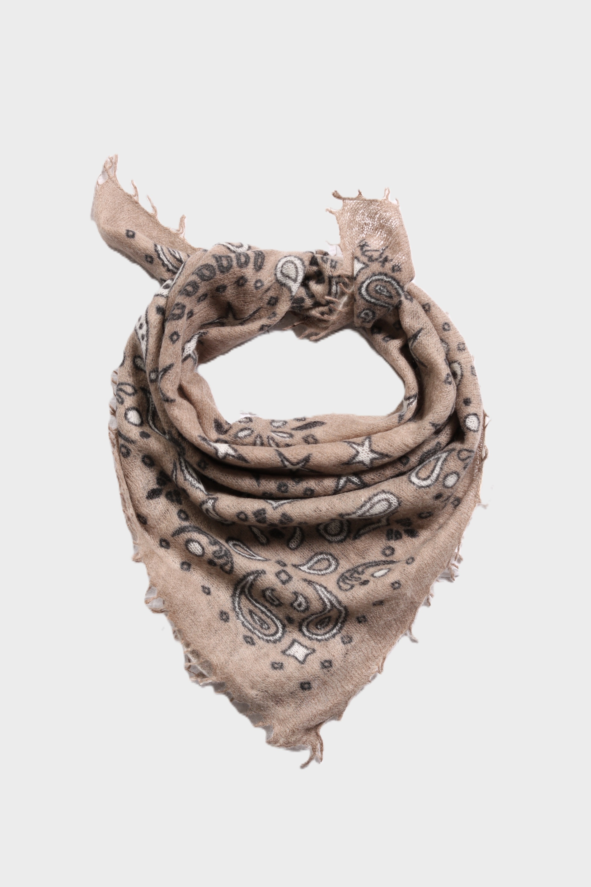 Cashmere Me Small Square Scarf Beige Bandana Print
