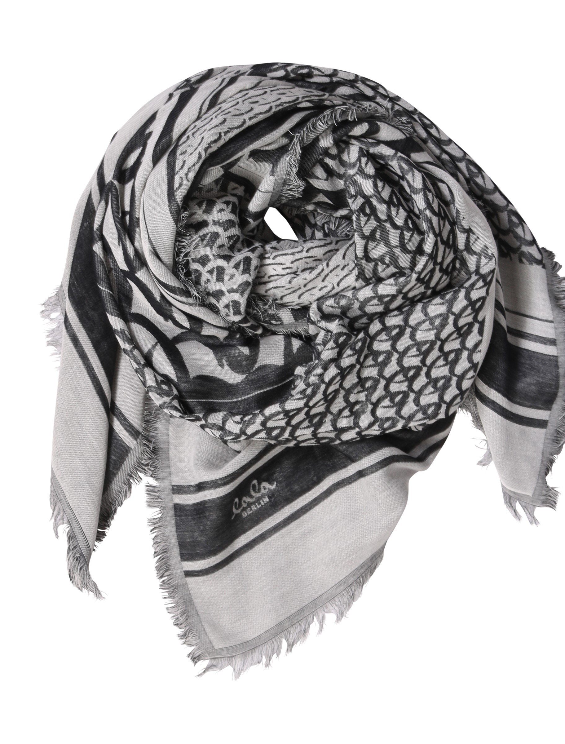 LALA BERLIN Scarf Monogram in Black/White