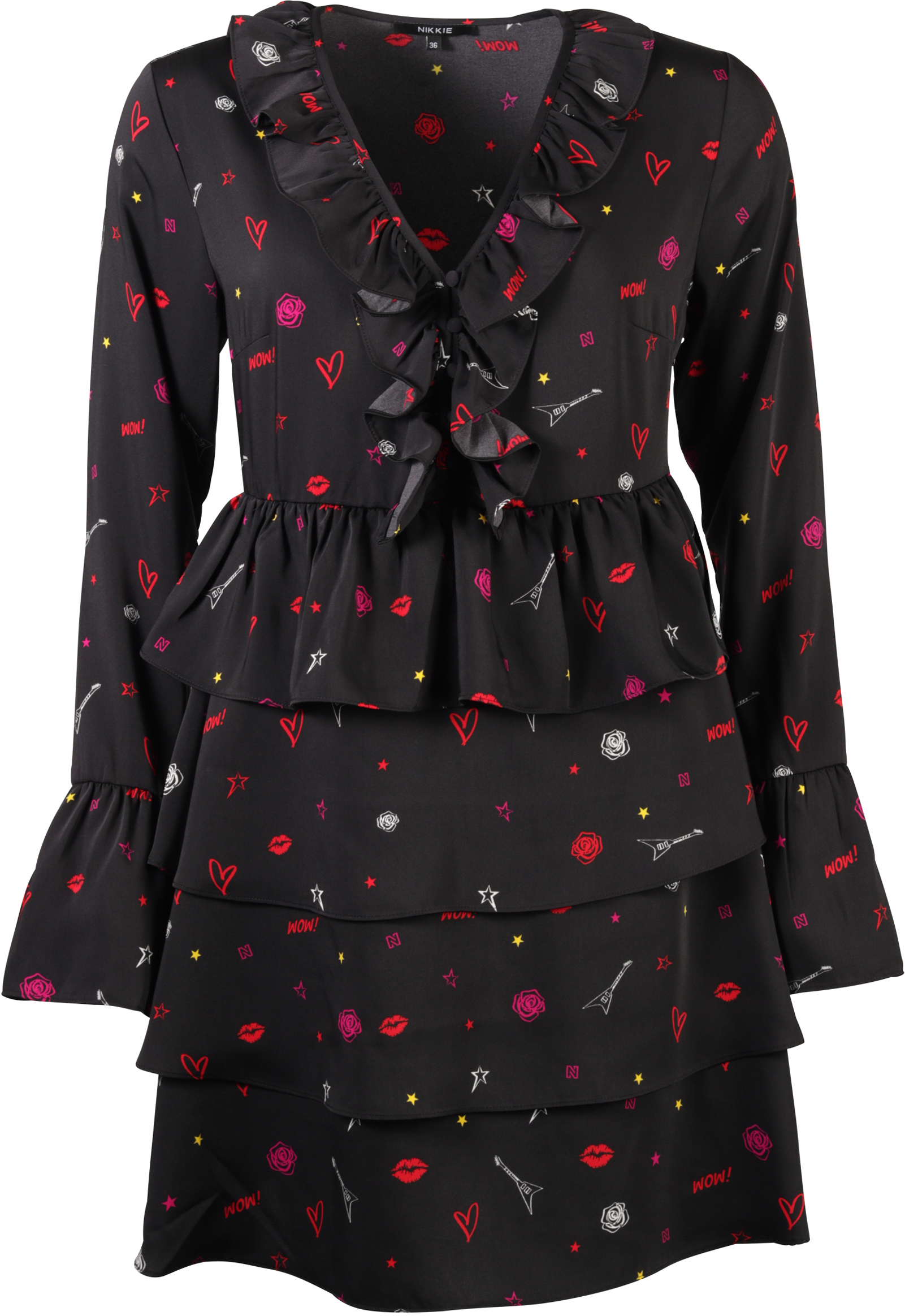 Nikkie Kleid schwarz/printed