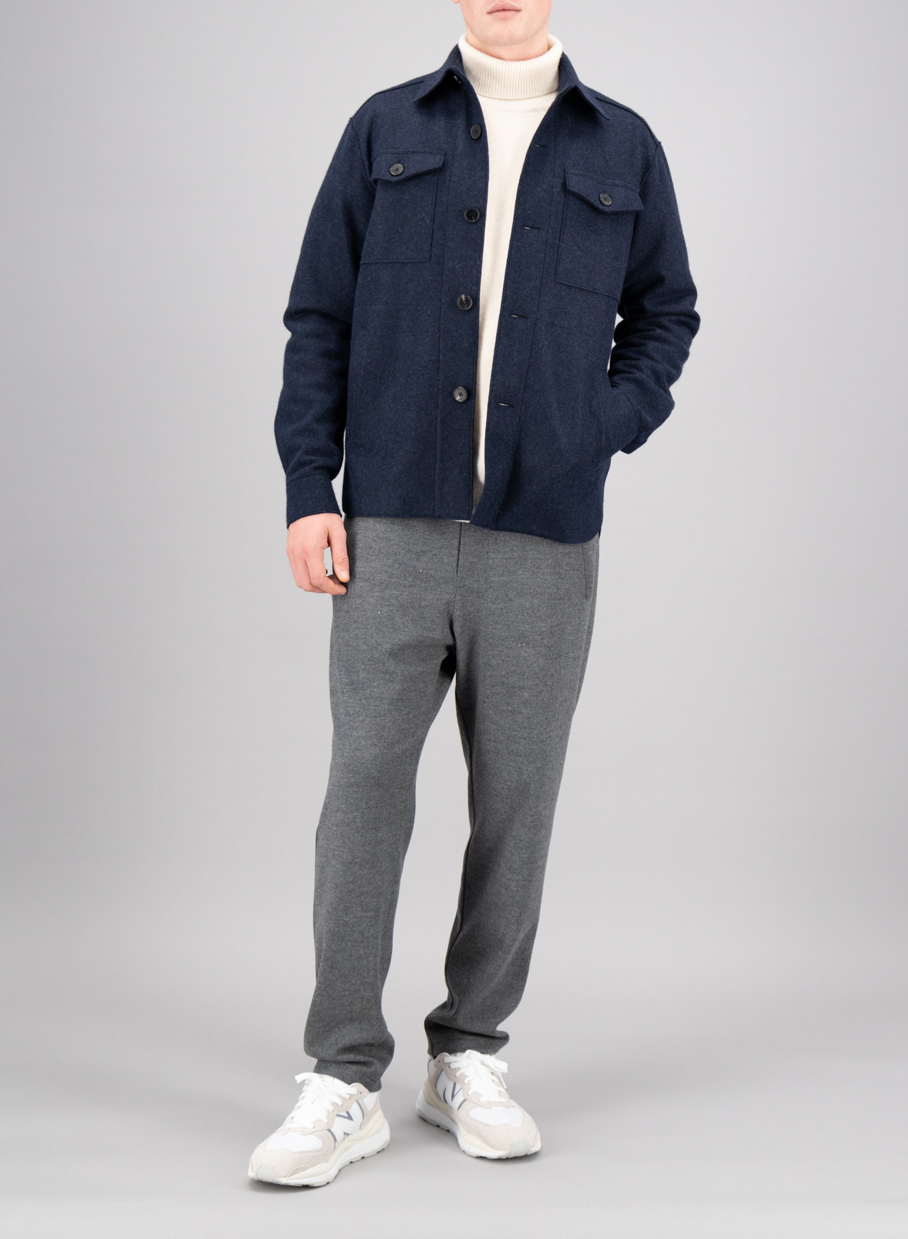 HARRIS WHARF Loro Piana Flannel Cashmere Overshirt