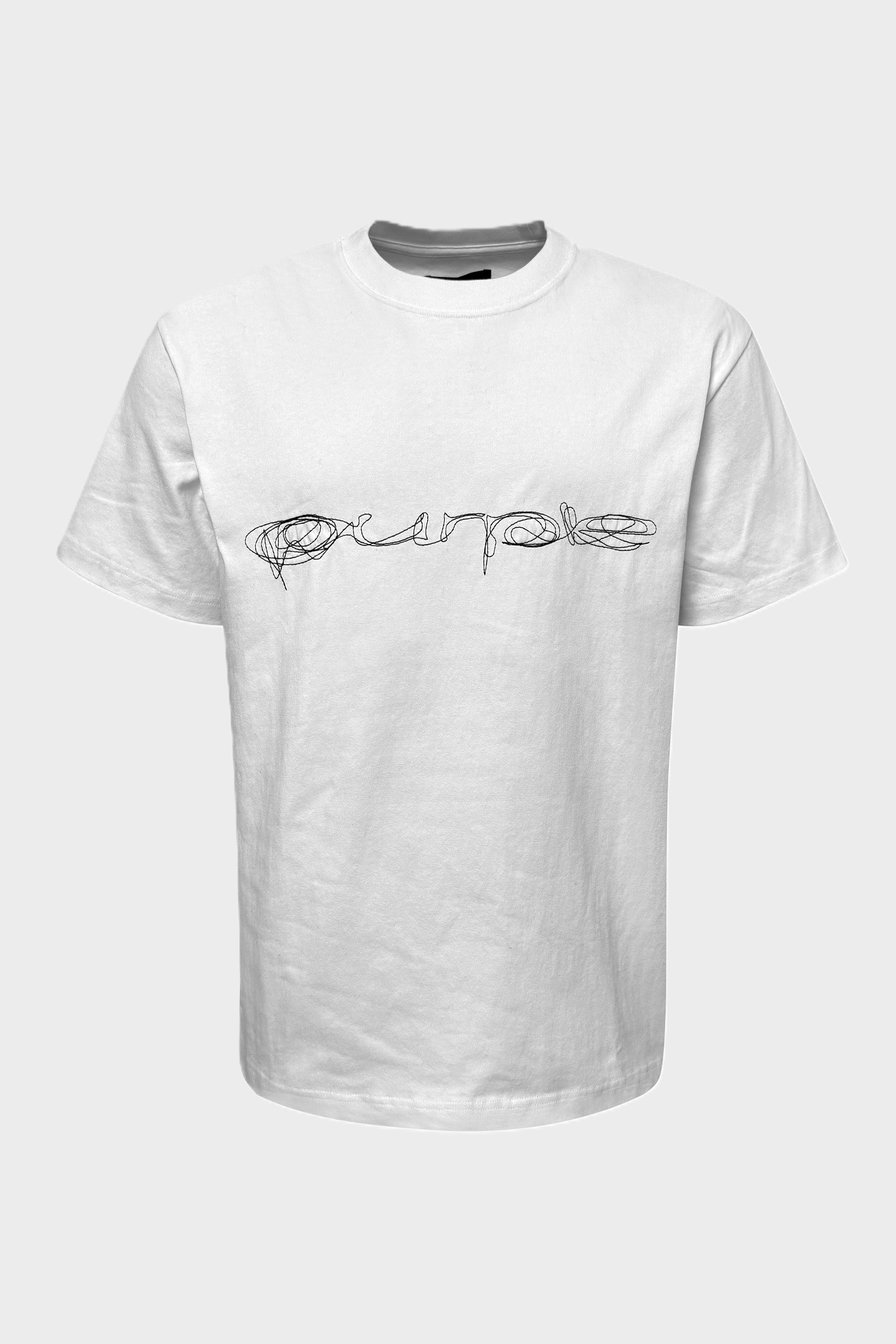 PURPLE-BRAND Heavy Cotton Logo Stitched T-Shirt in White