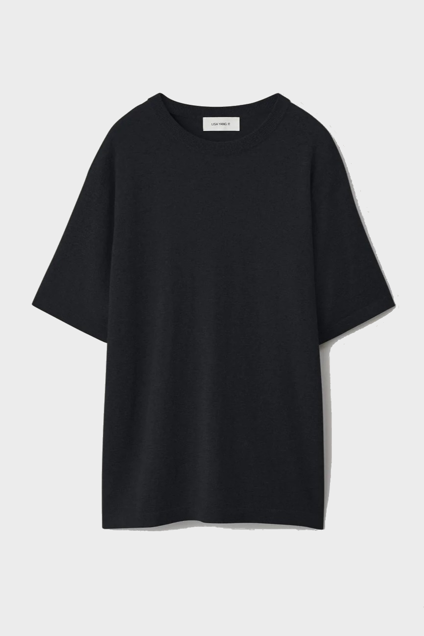 LISA YANG Bradley Cotton/Cashmere T-Shirt in Black