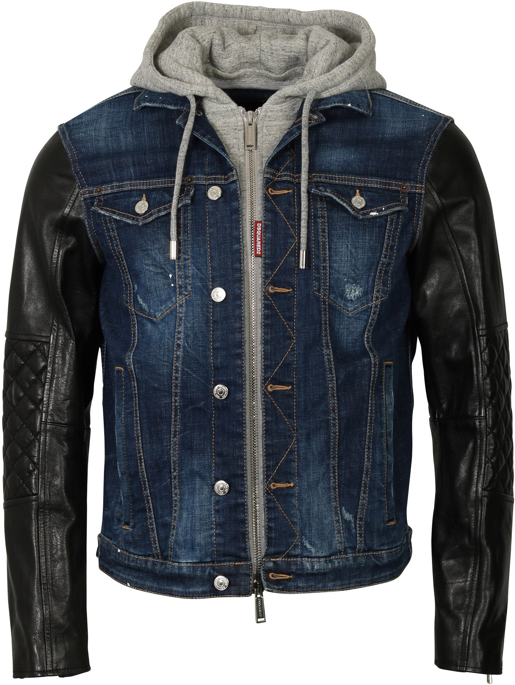 Dsquared Jacket Denim-Leather Patched