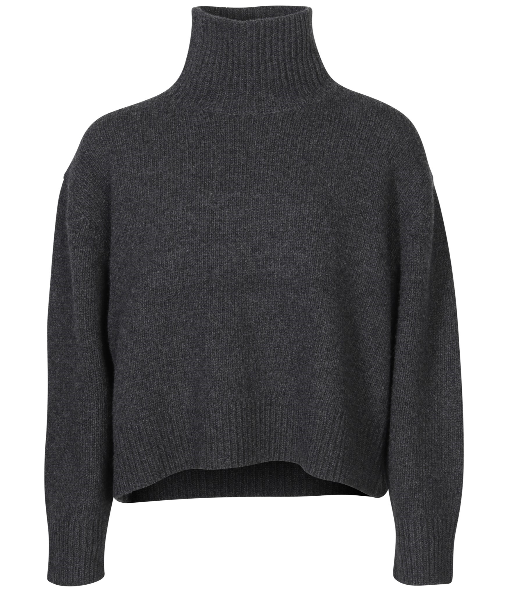 NILI LOTAN Omaira Knit Turtleneck Sweater in Dark Charcoal Melange S