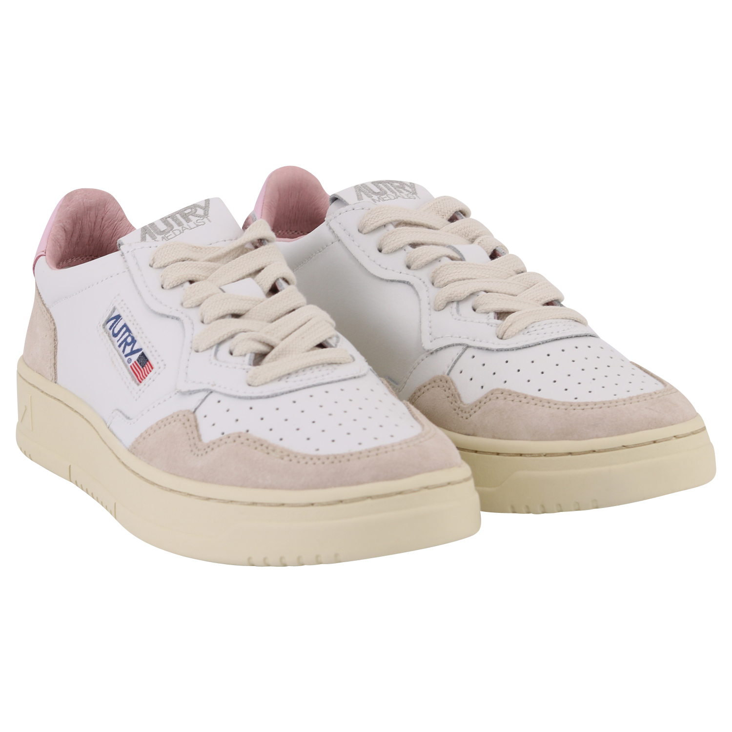 Autry Action Shoes Vintage Suede White/Light Pink 36