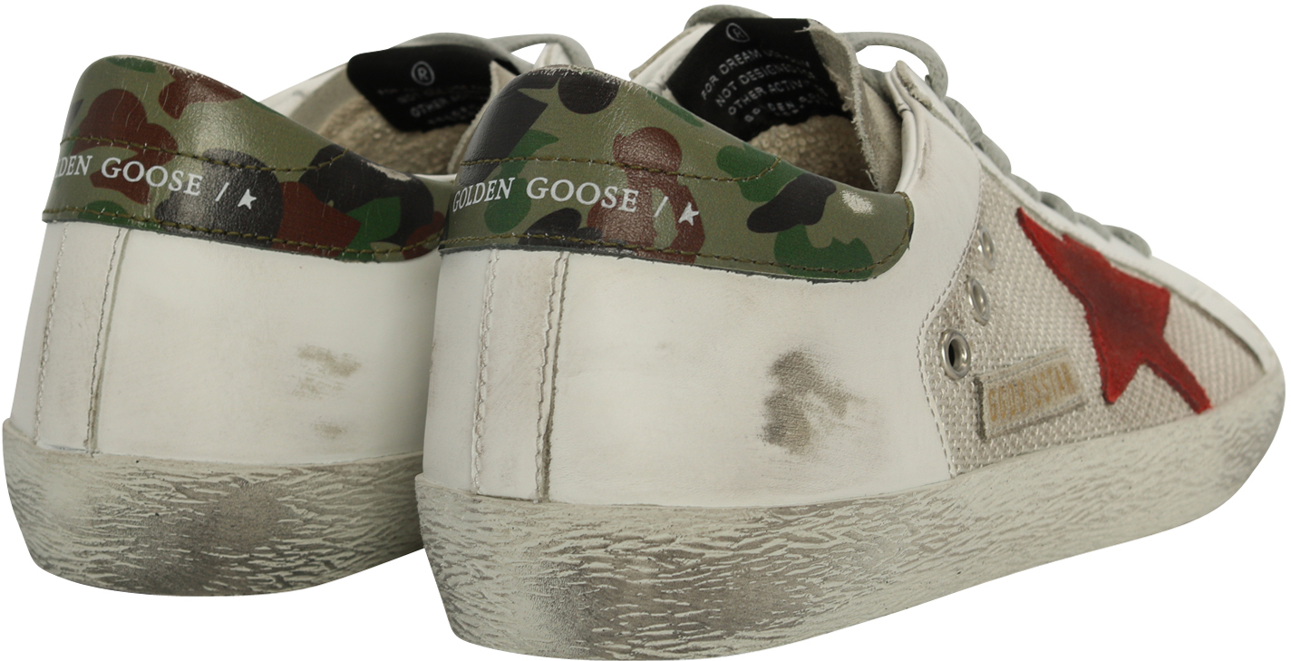 Golden Goose Sneaker Superstar White Leather/Silver Mesh/Red Star 45