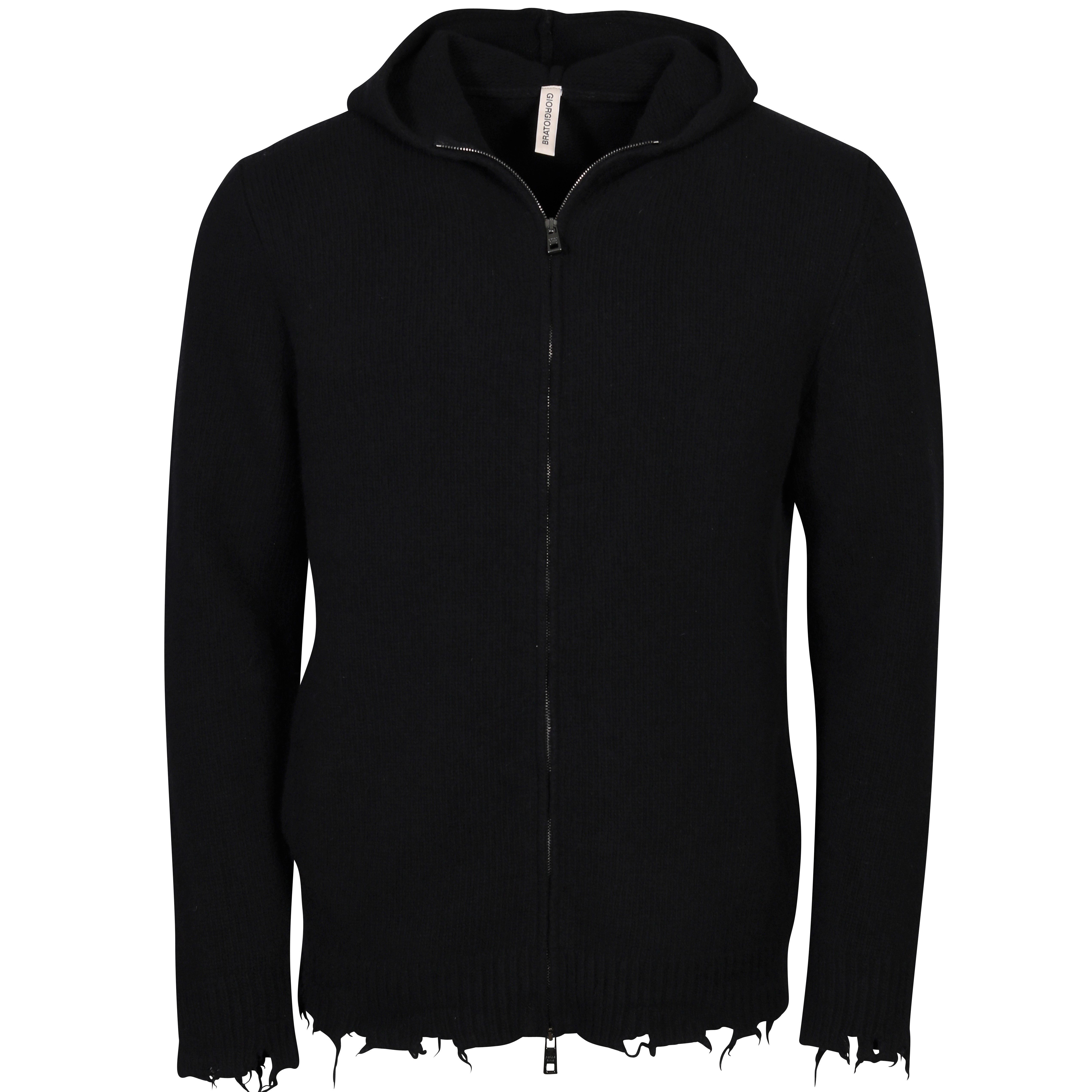 Giorgio Brato Hooded Knit Cardigan in Black