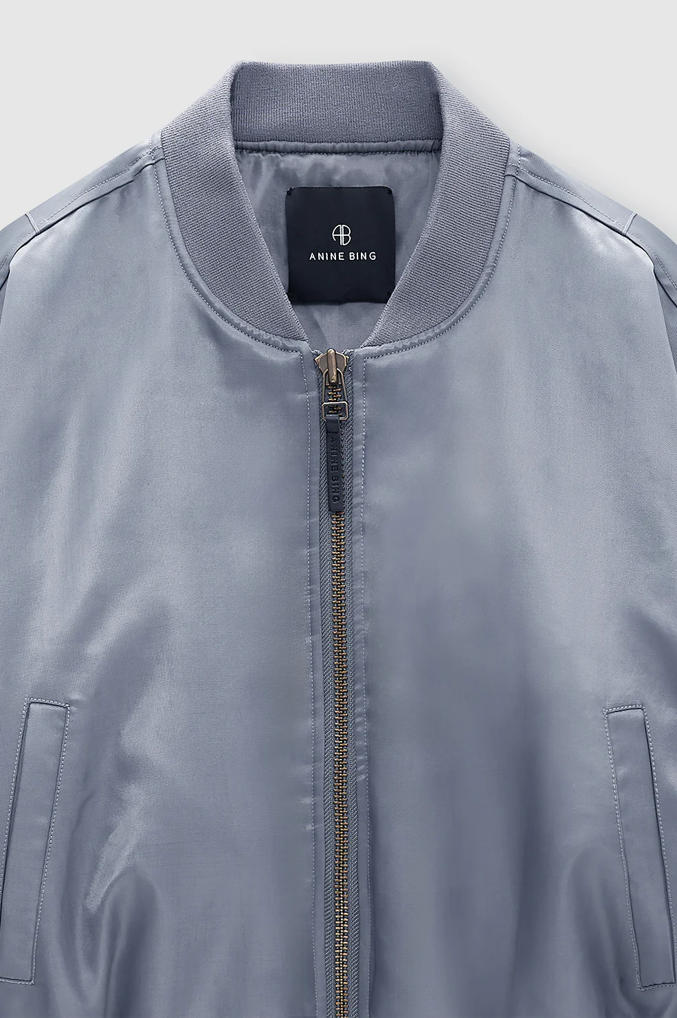 ANINE BING Cropped Bomber Jacket in Grey