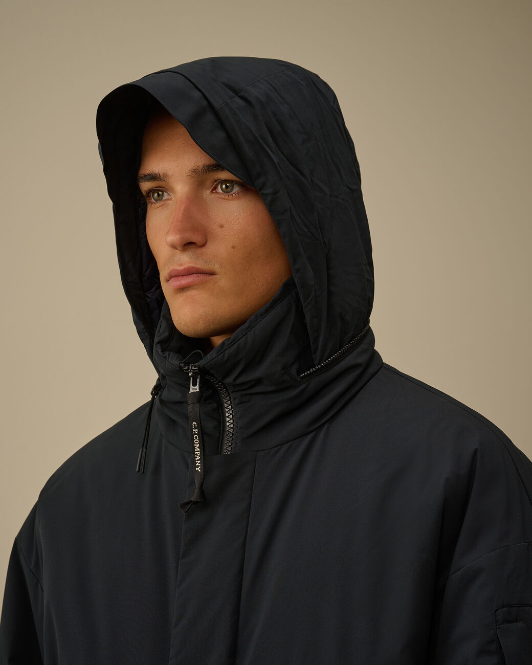 C.P. COMPANY Pro Tek Long Jacket in Total Eclipse