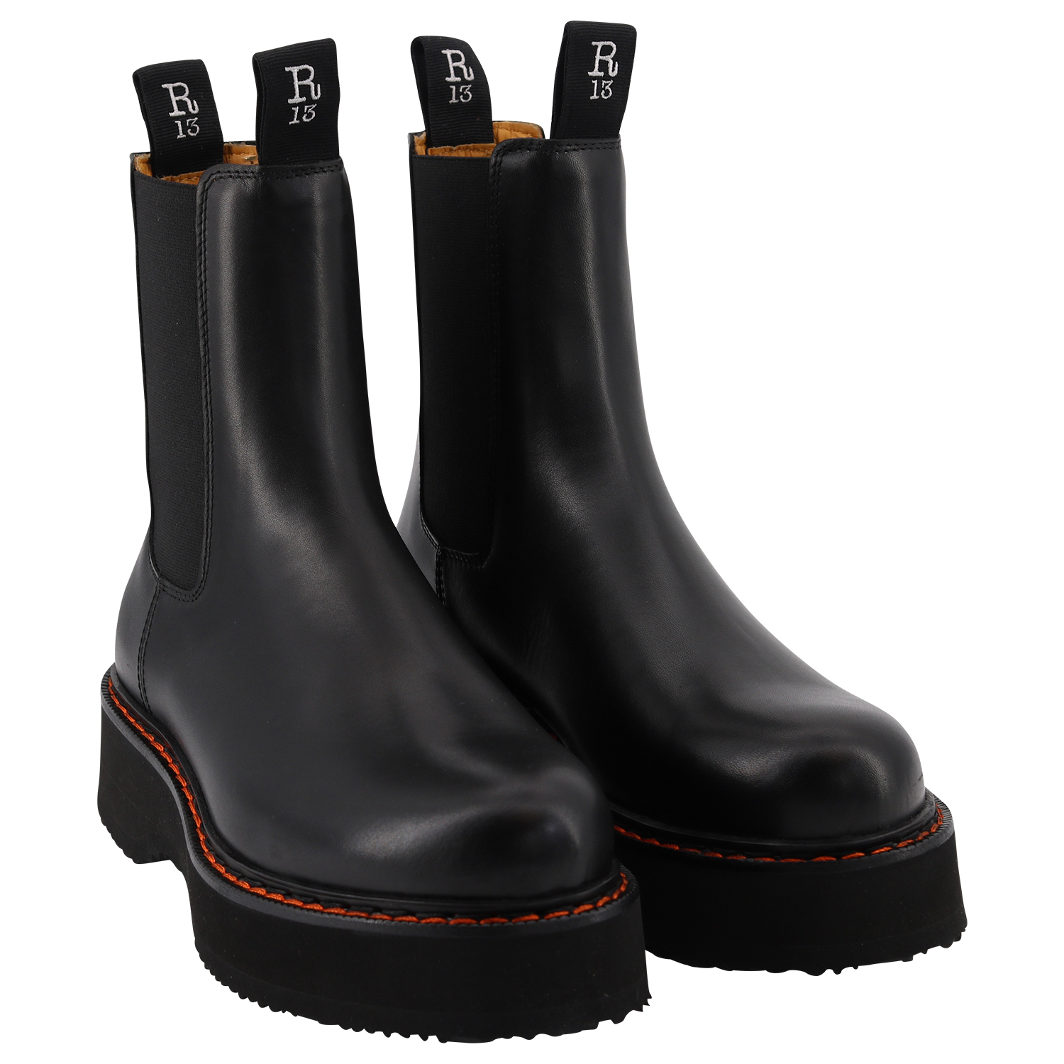 R13 Single Stack Chelsea Boots Black