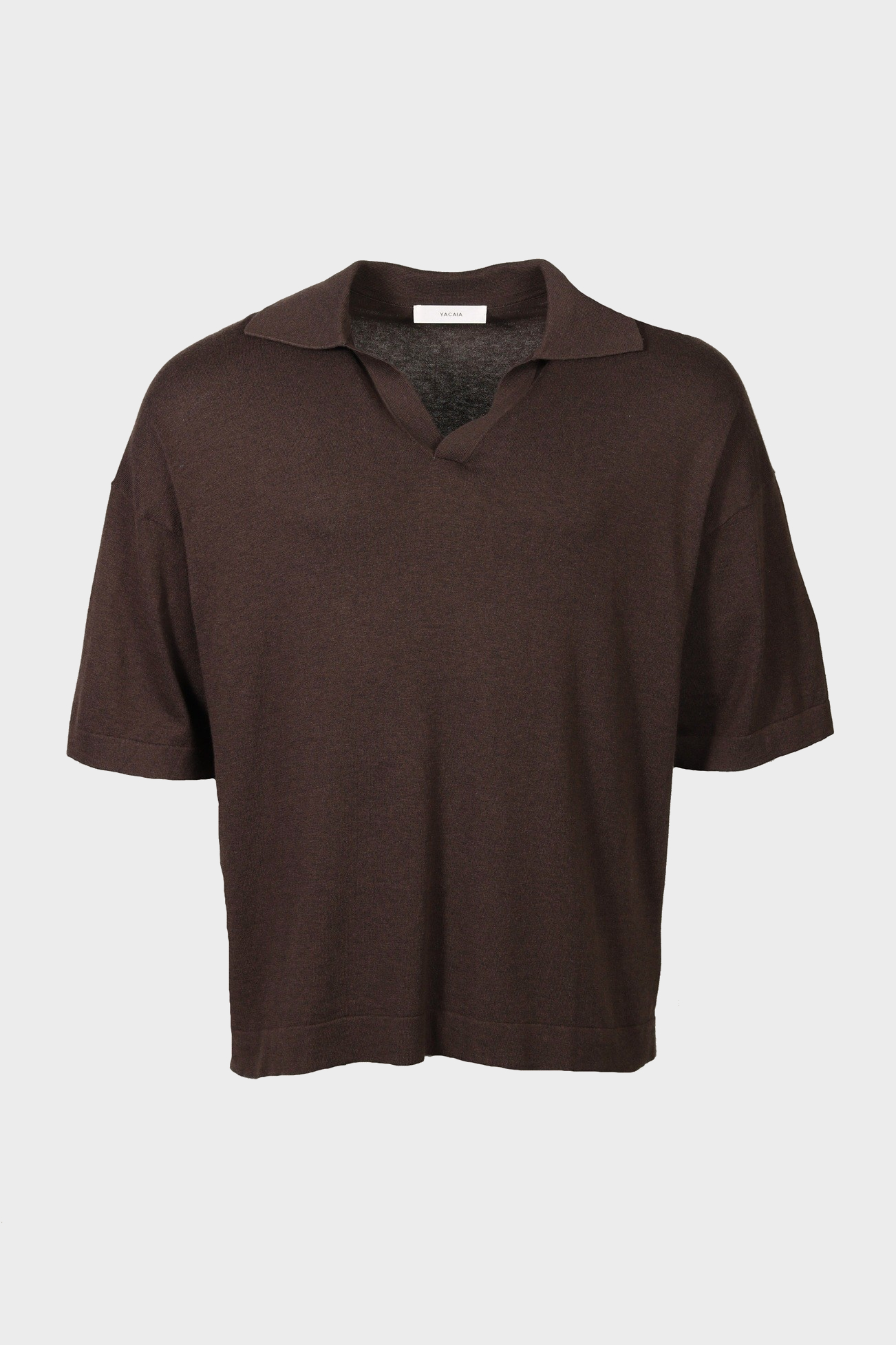 YACAIA Cotton/Cashmere Polo Shirt in Dark Brown