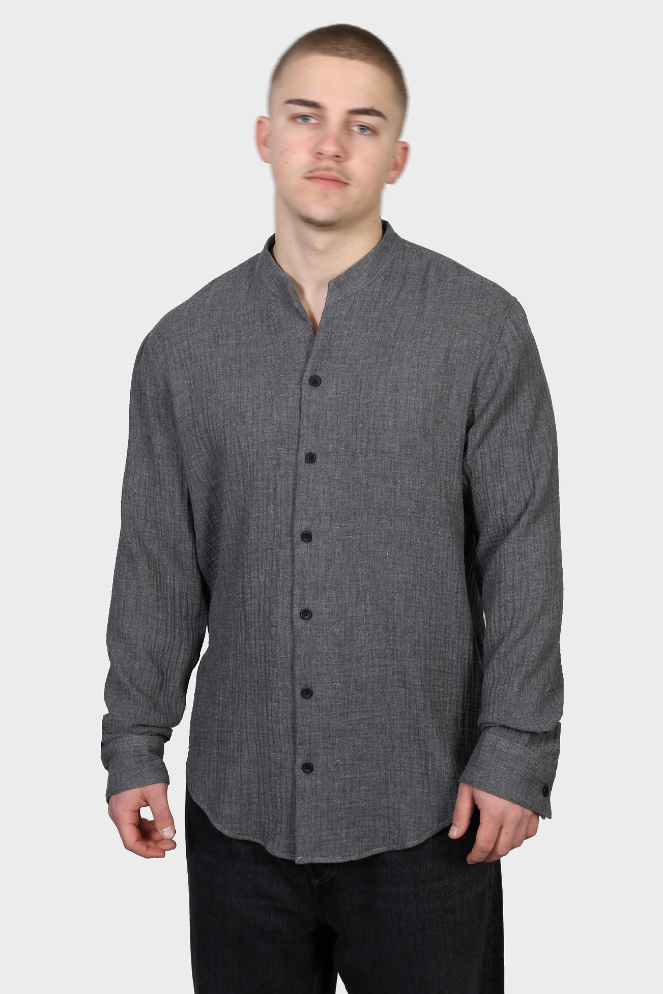 HANNES ROETHER Cotton Shirt in Dark Grey HANNES ROETHER Cotton Shirt in Dark Grey