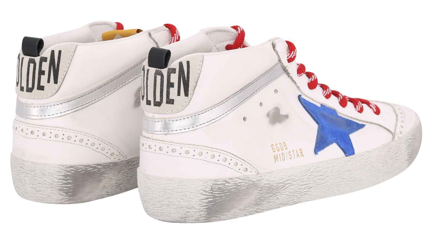 Golden Goose Mid Star White Blue Silver