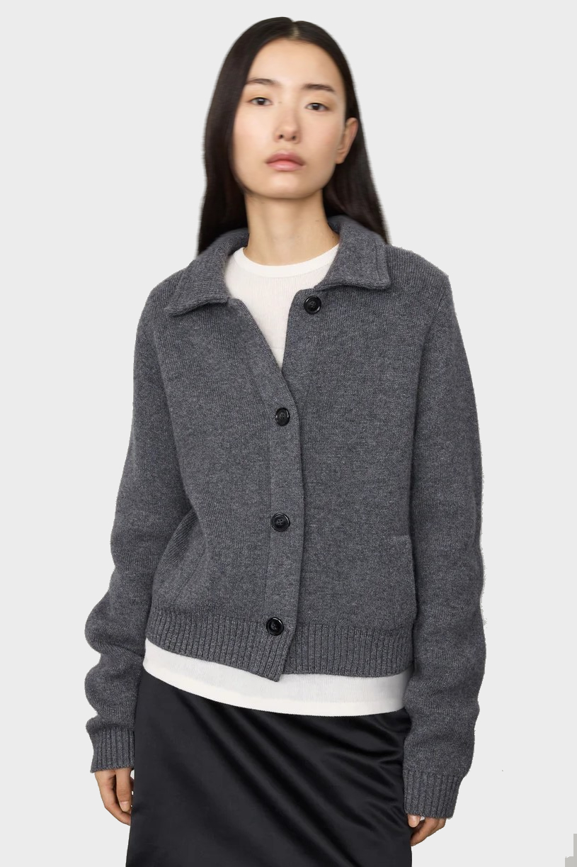 LISA YANG Cashmere Cardigan in Graphite