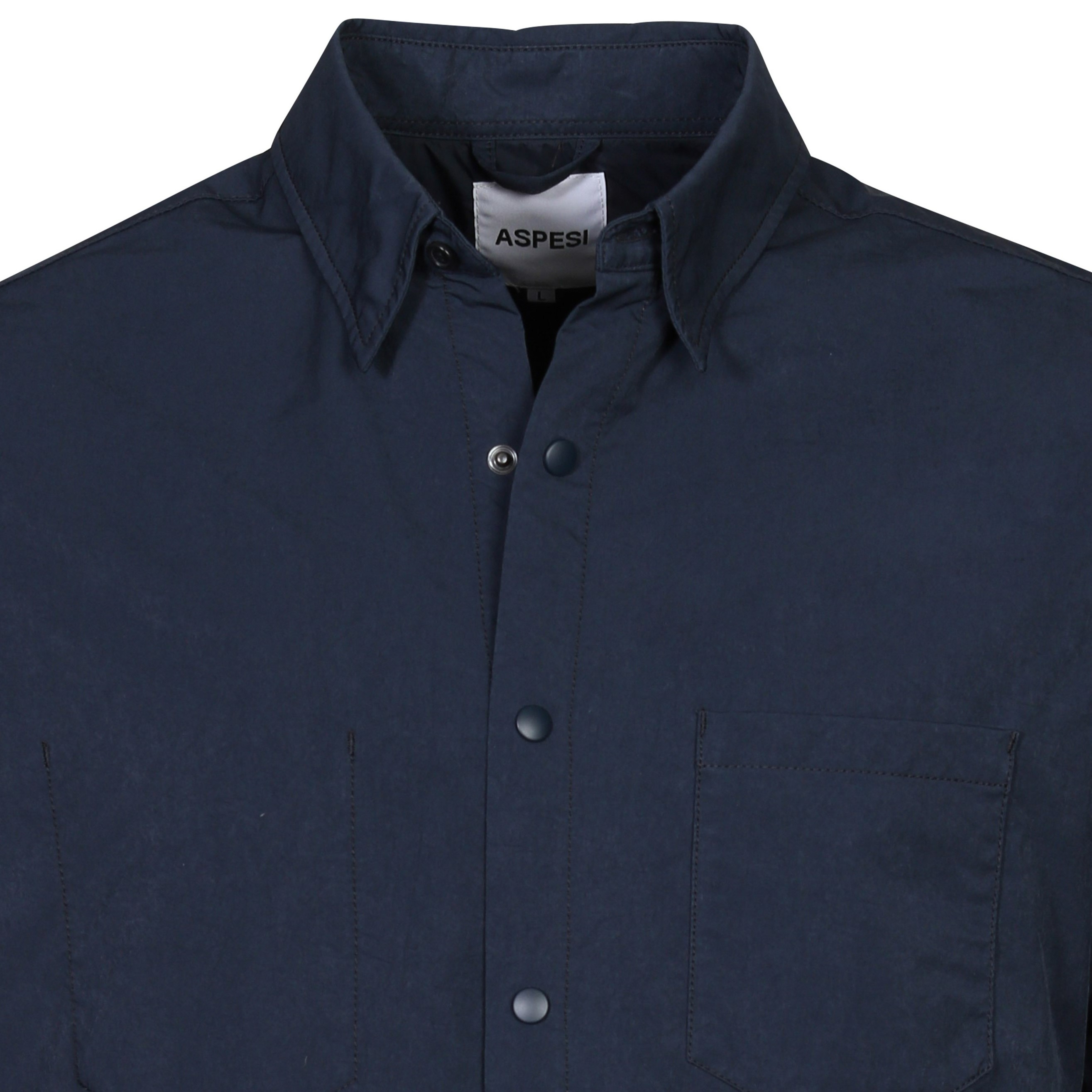 Aspesi Nylon Overshirt Wool Padded Inside in Navy 2XL