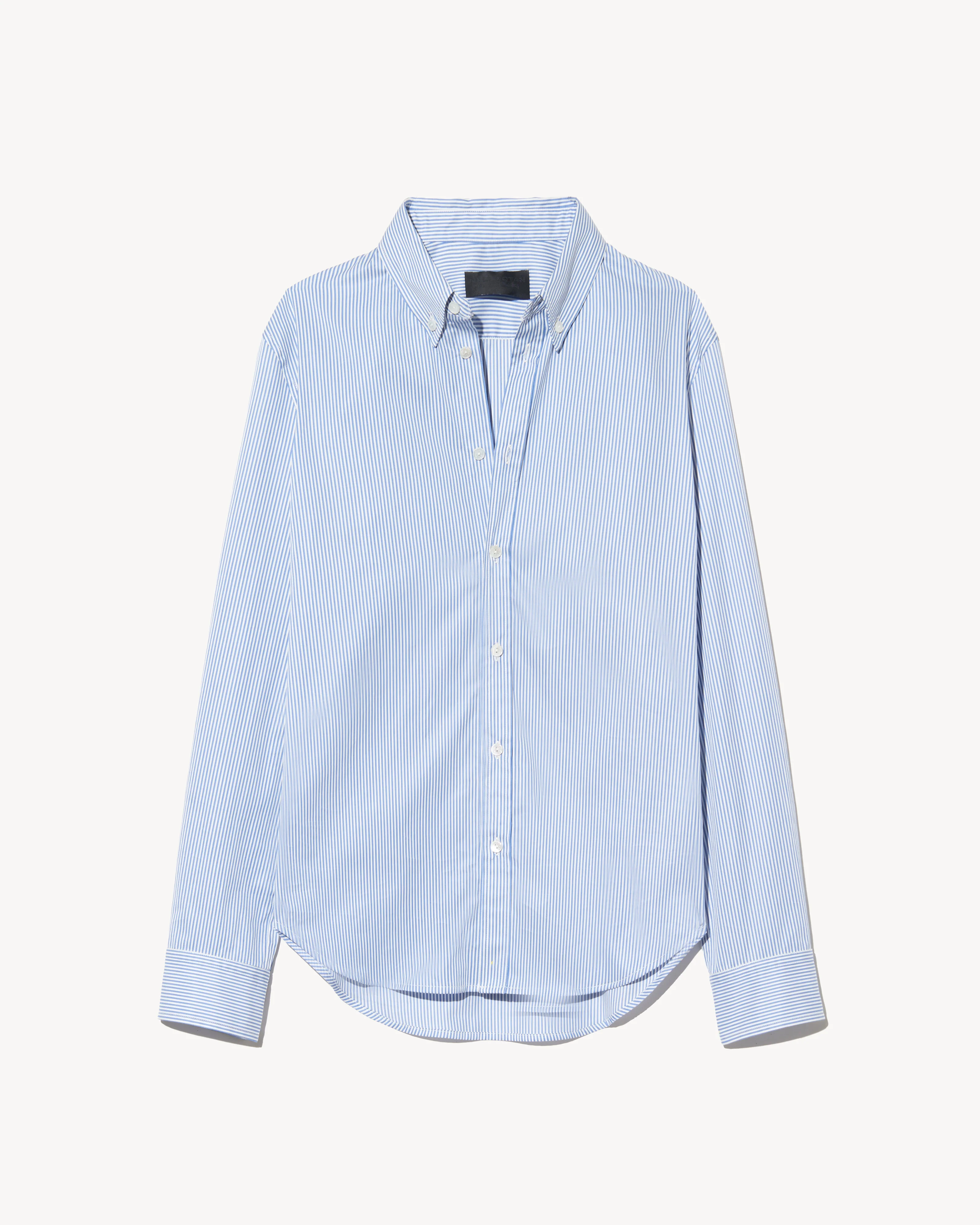 NILI LOTAN Shrunken Shirt in Ivory/Blue Stripes