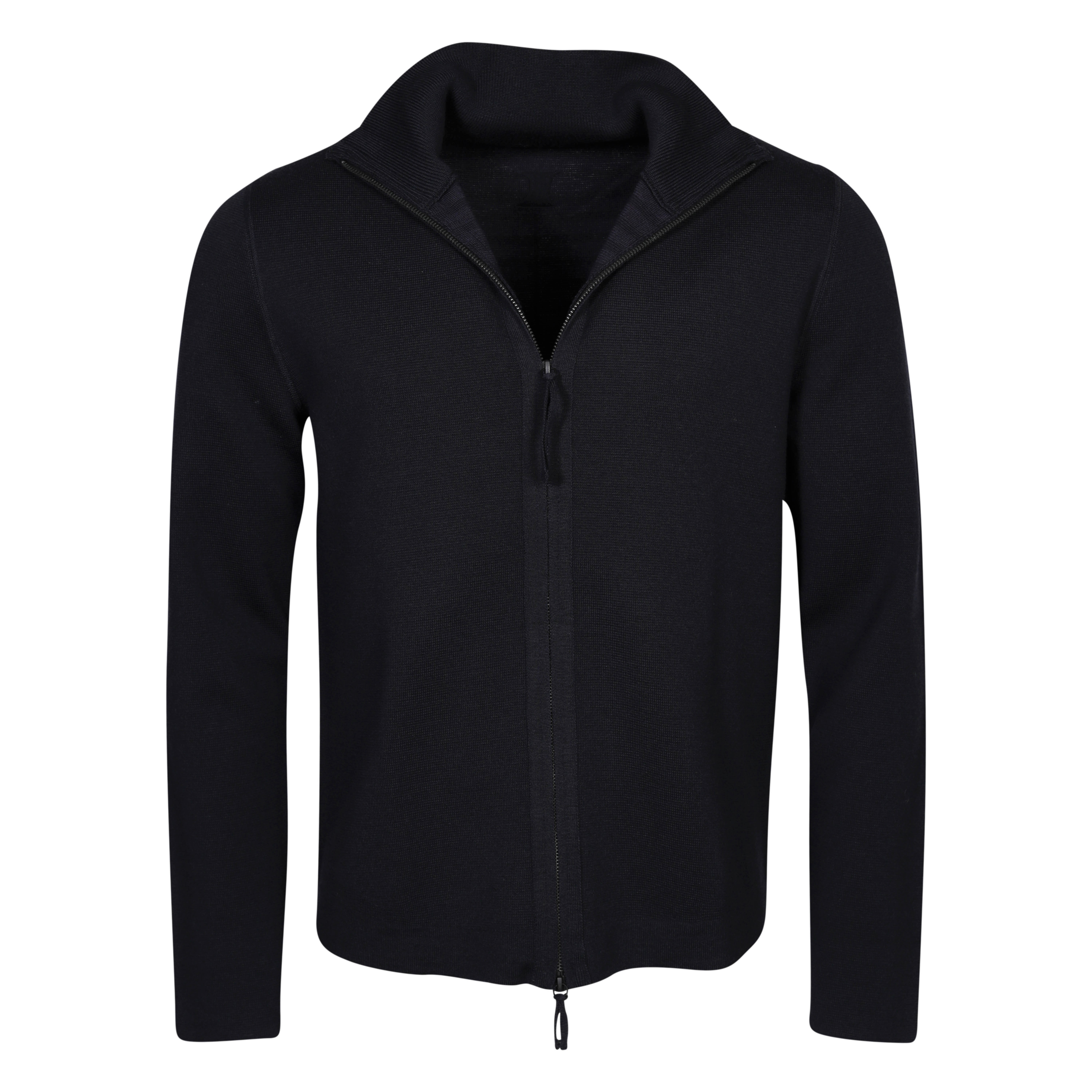 Hannes Roether Zip Cardigan in Dark Navy/Purple Stripe Inside