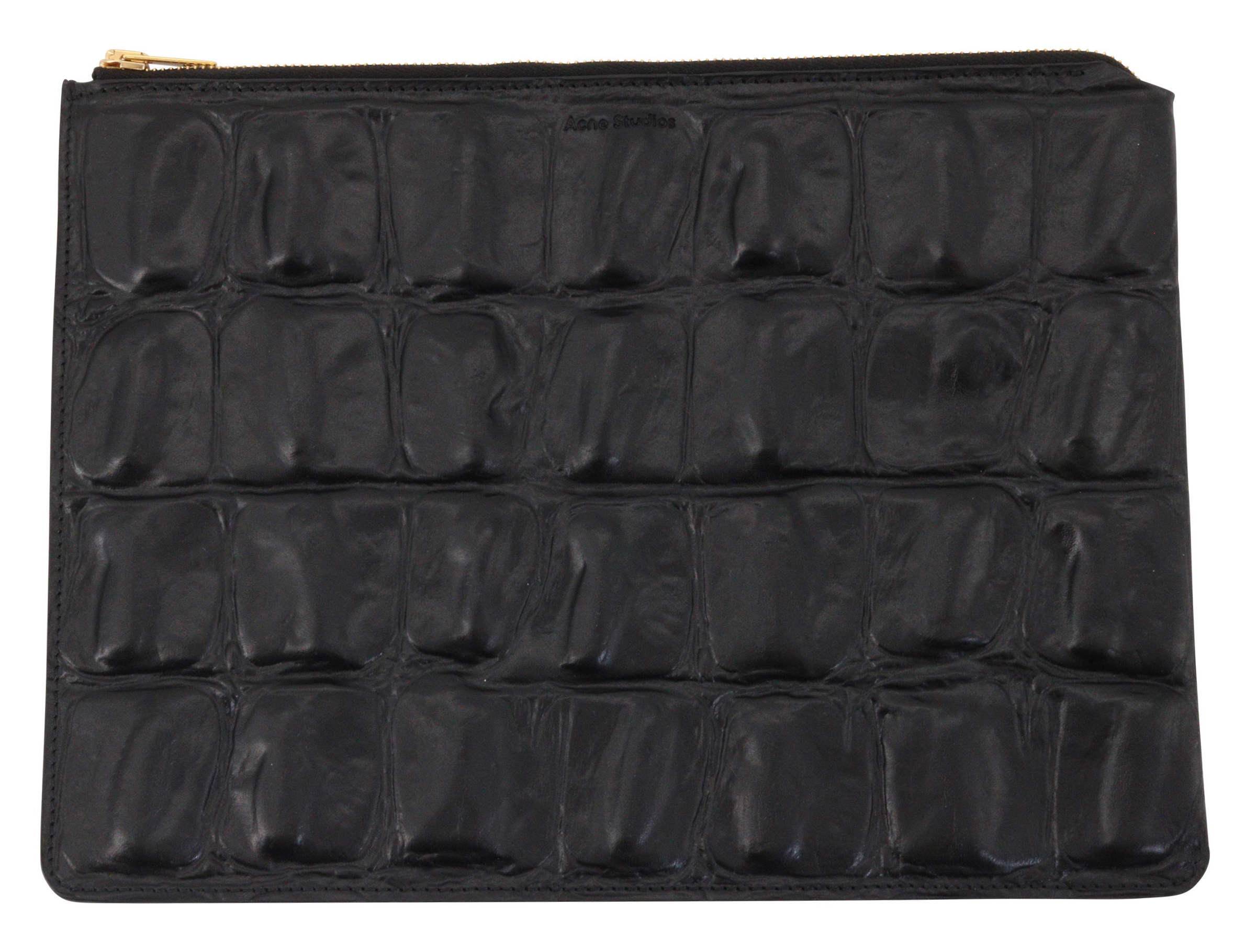 Acne Studios Pouch Malachite Croco Printed Black