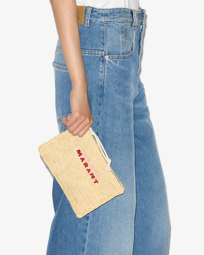 ISABEL MARANT Praia Clutch in Natural/Pink