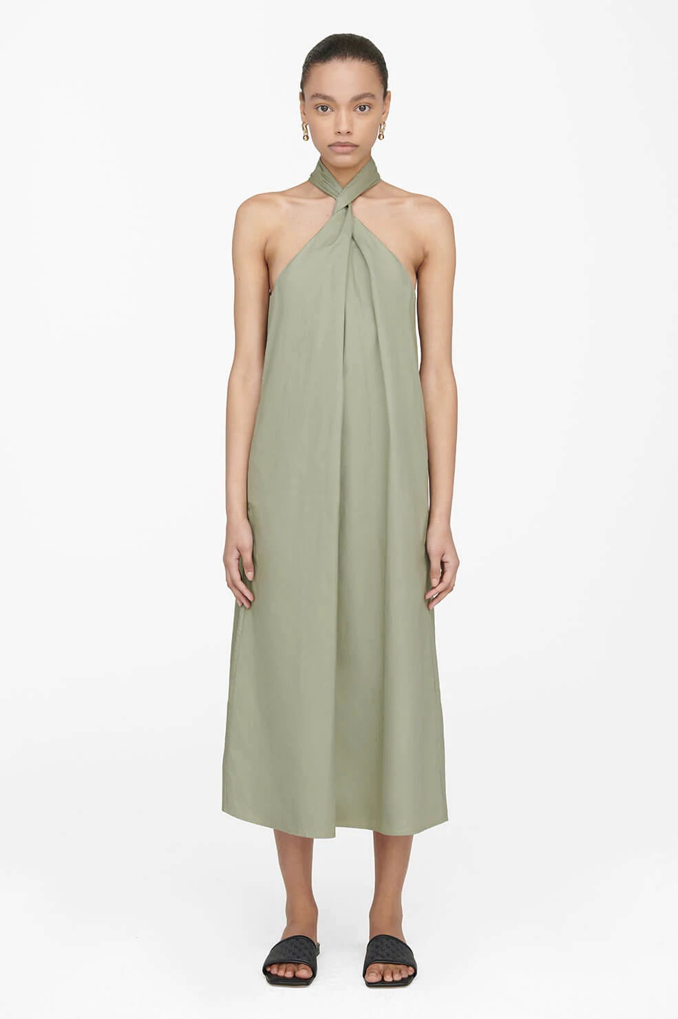 Anine Bing Cosette Dress in Green Khaki