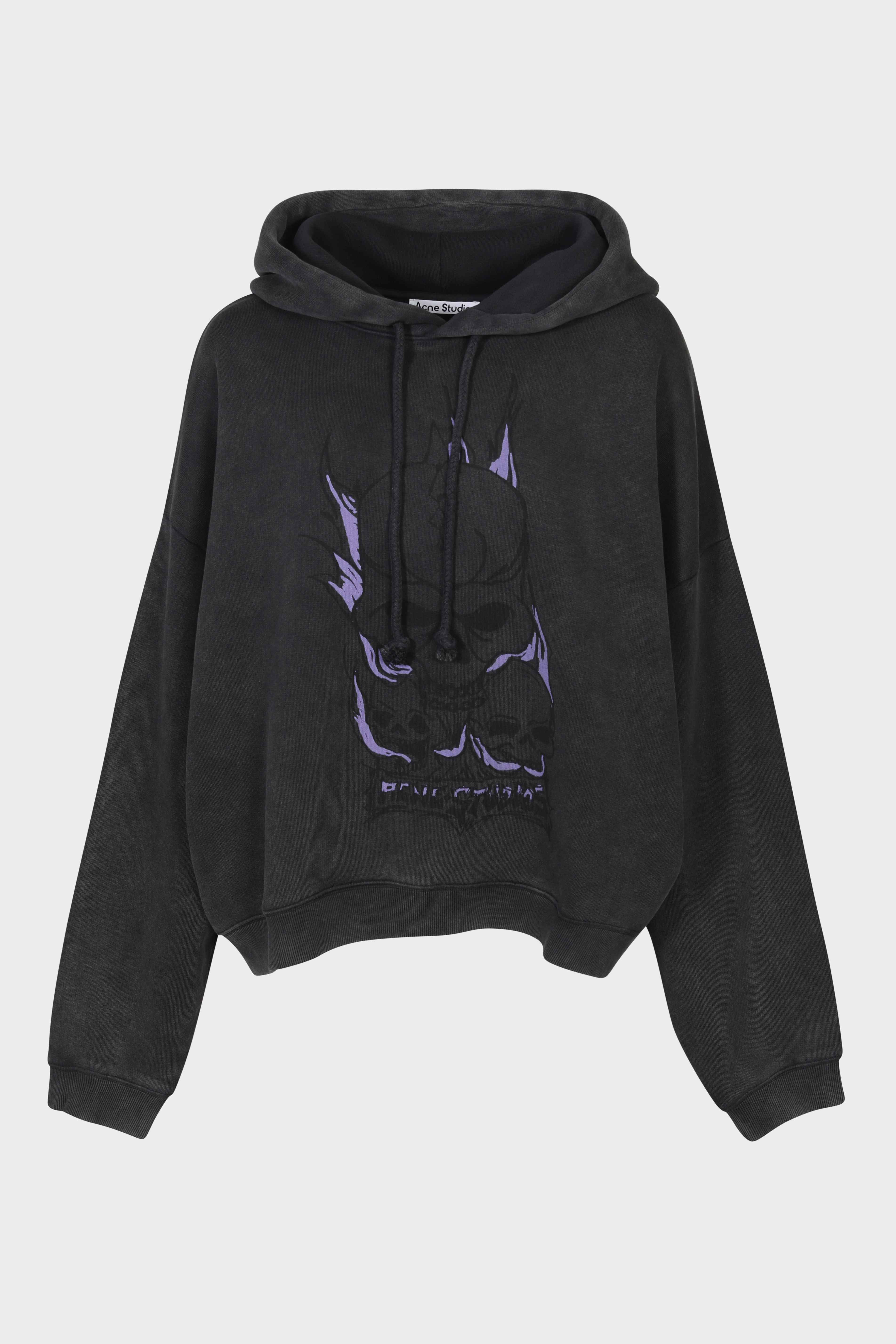 ACNE STUDIOS Printed Oversize Sweathoodie in Faded Black