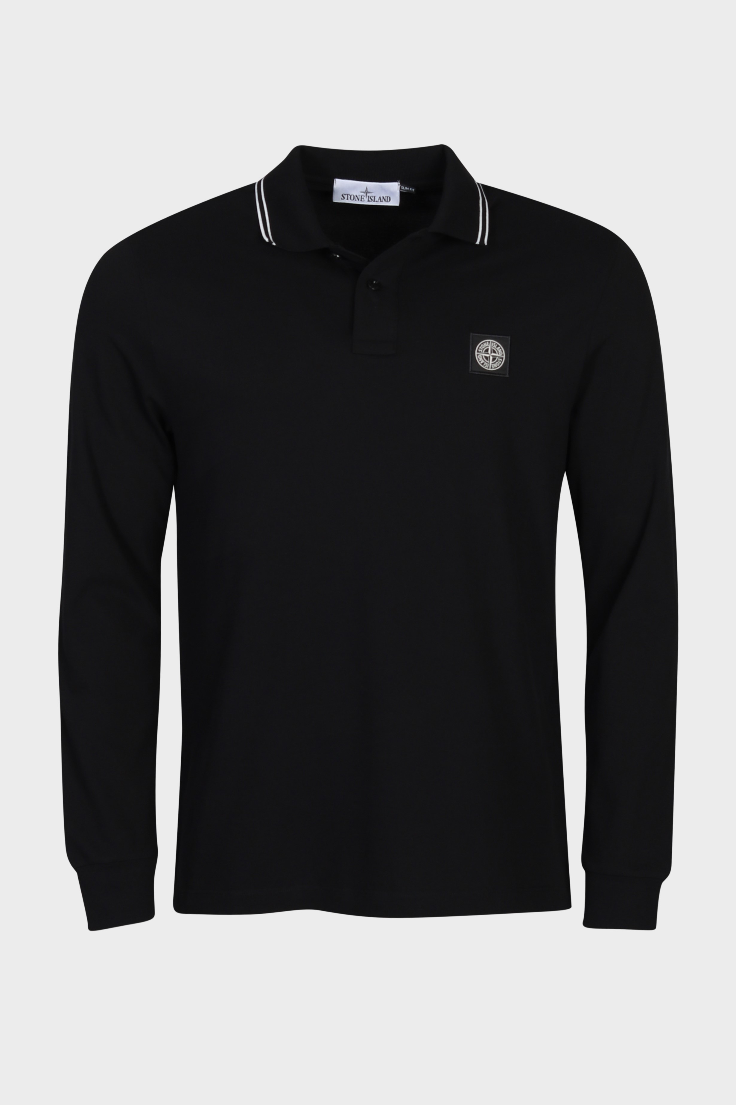 STONE ISLAND Slim Fit Longsleeve Polo Shirt in Black