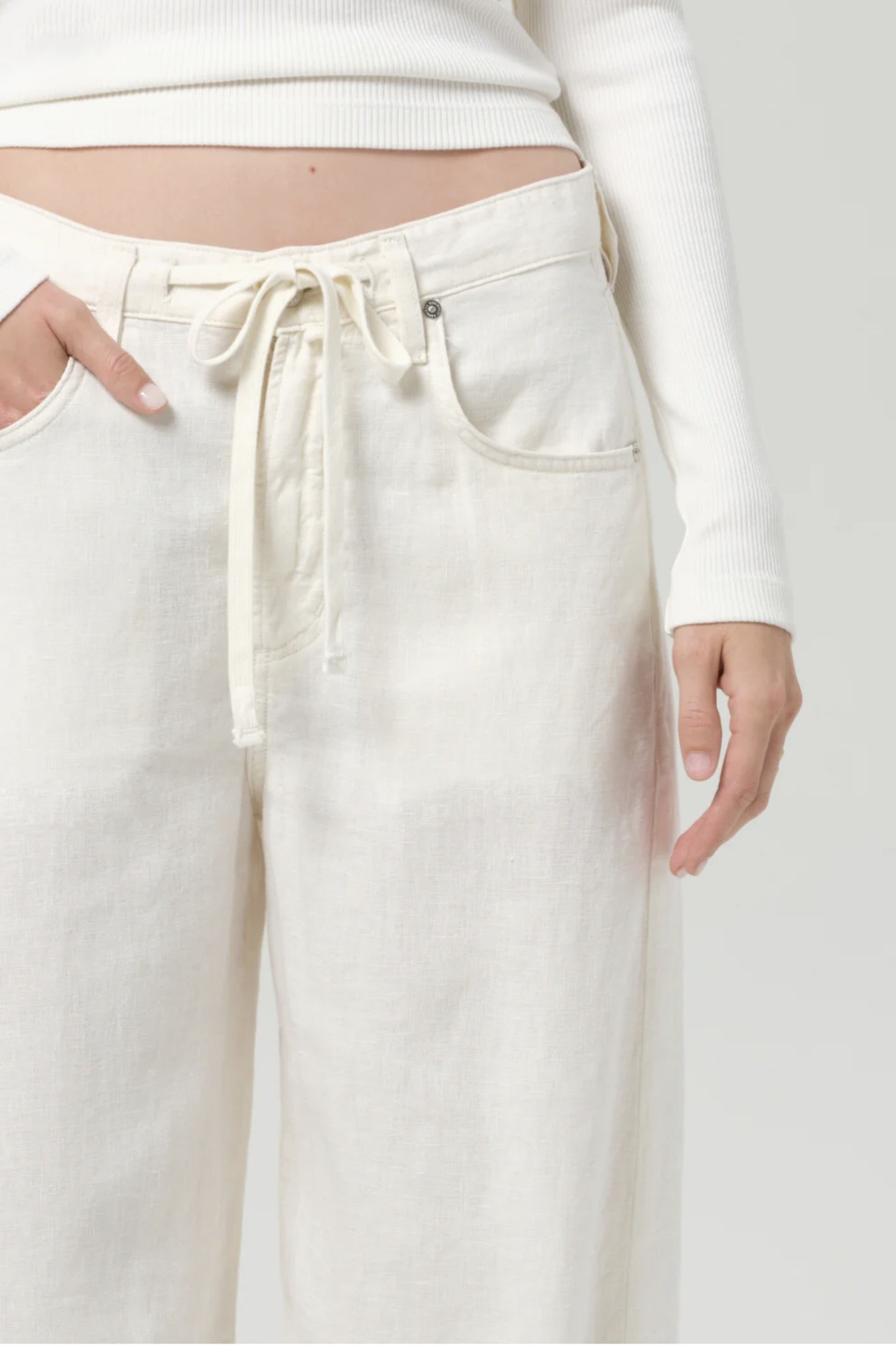 CITIZENS OF HUMANITY Brynn Drawstring Linen Pant in Vanilla