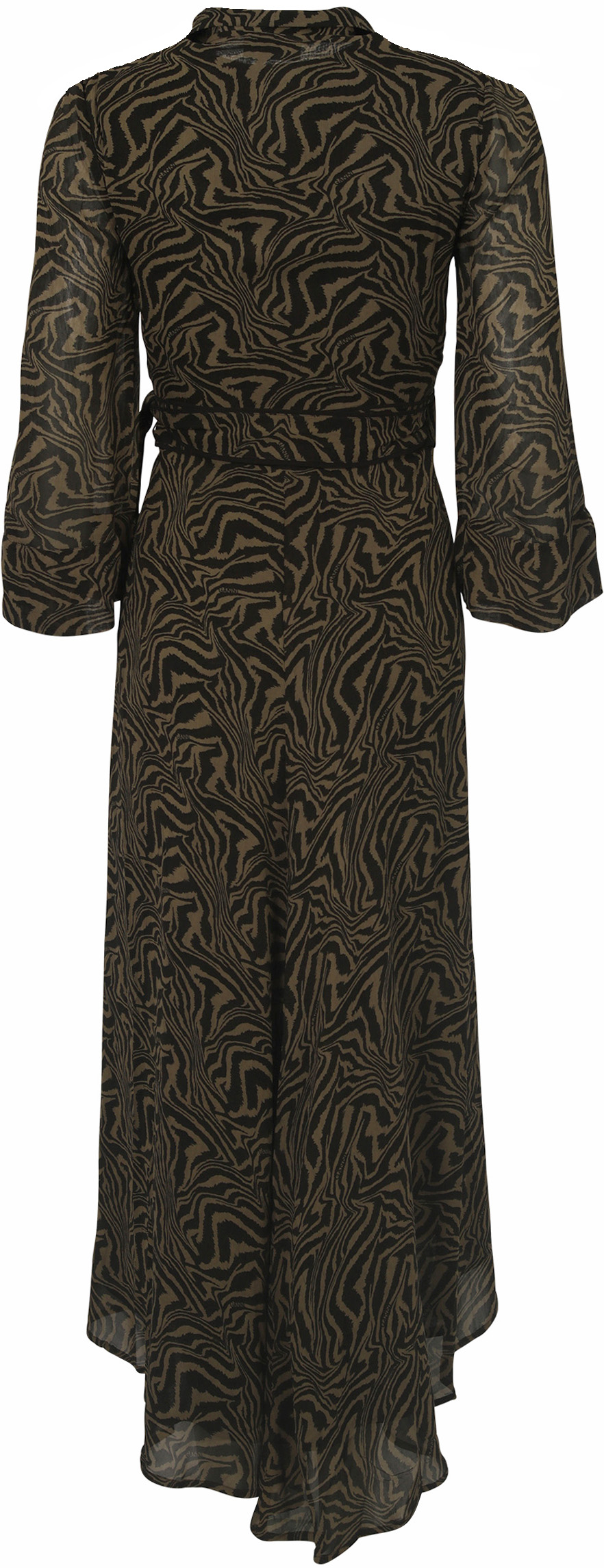 Ganni Wrap Dress Zebra Print Olive/Black 34