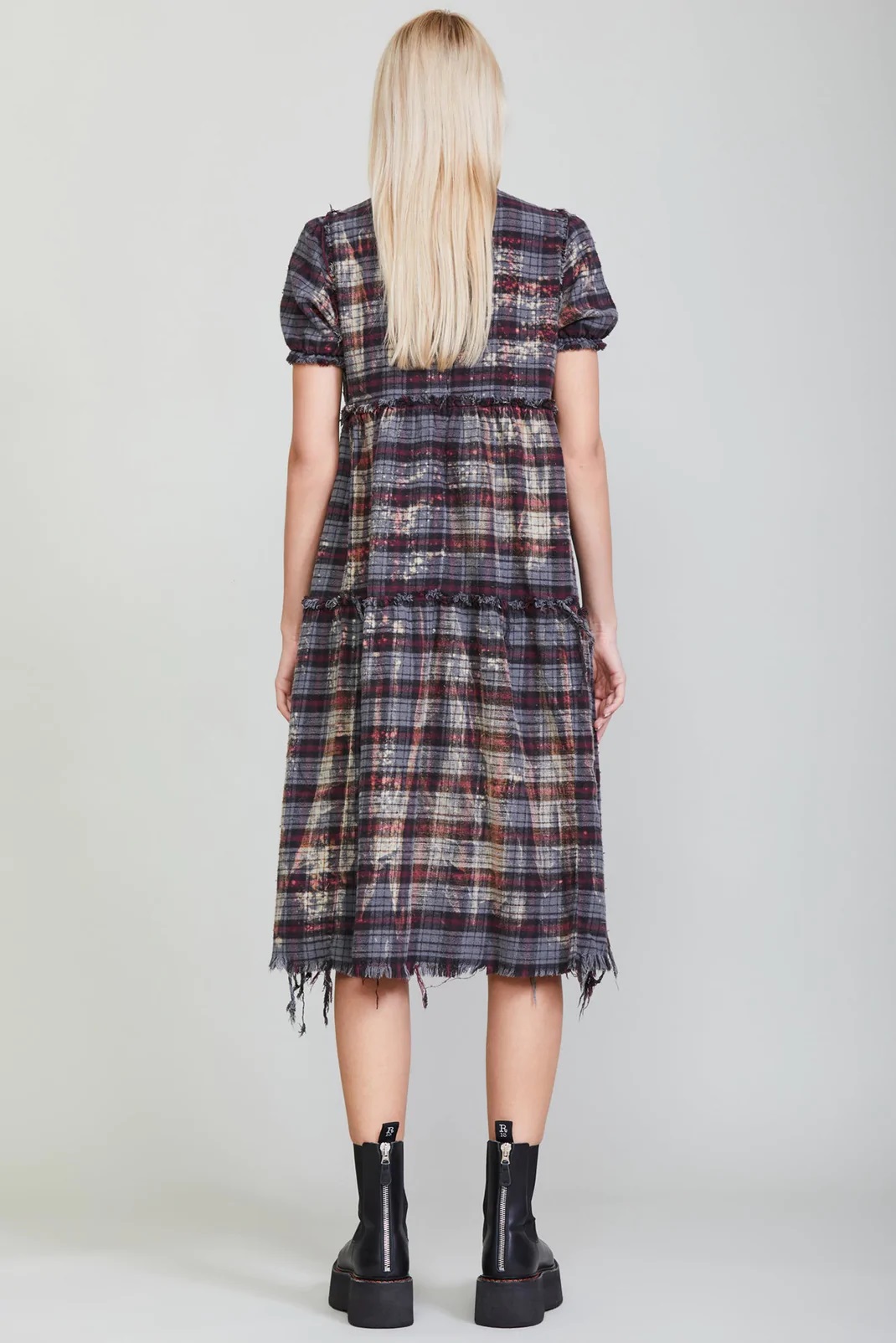 R13 Gothic Dress with Rings Multicolor Plaid M