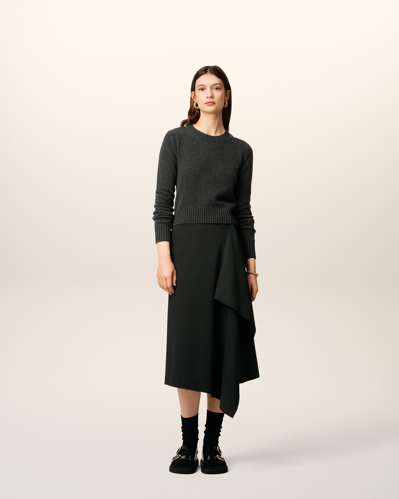 AMI PARIS de Coeur Cashmere Knit Pullover in Anthracite L