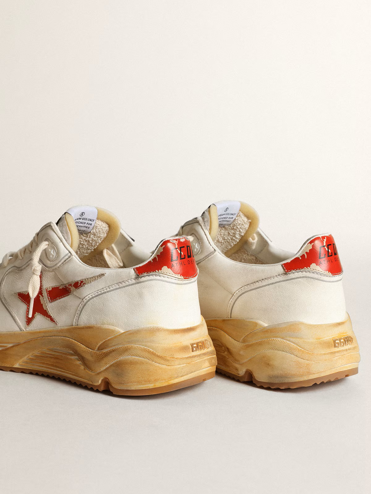 GOLDEN GOOSE Nappa Running Sole in Cream/Red 46