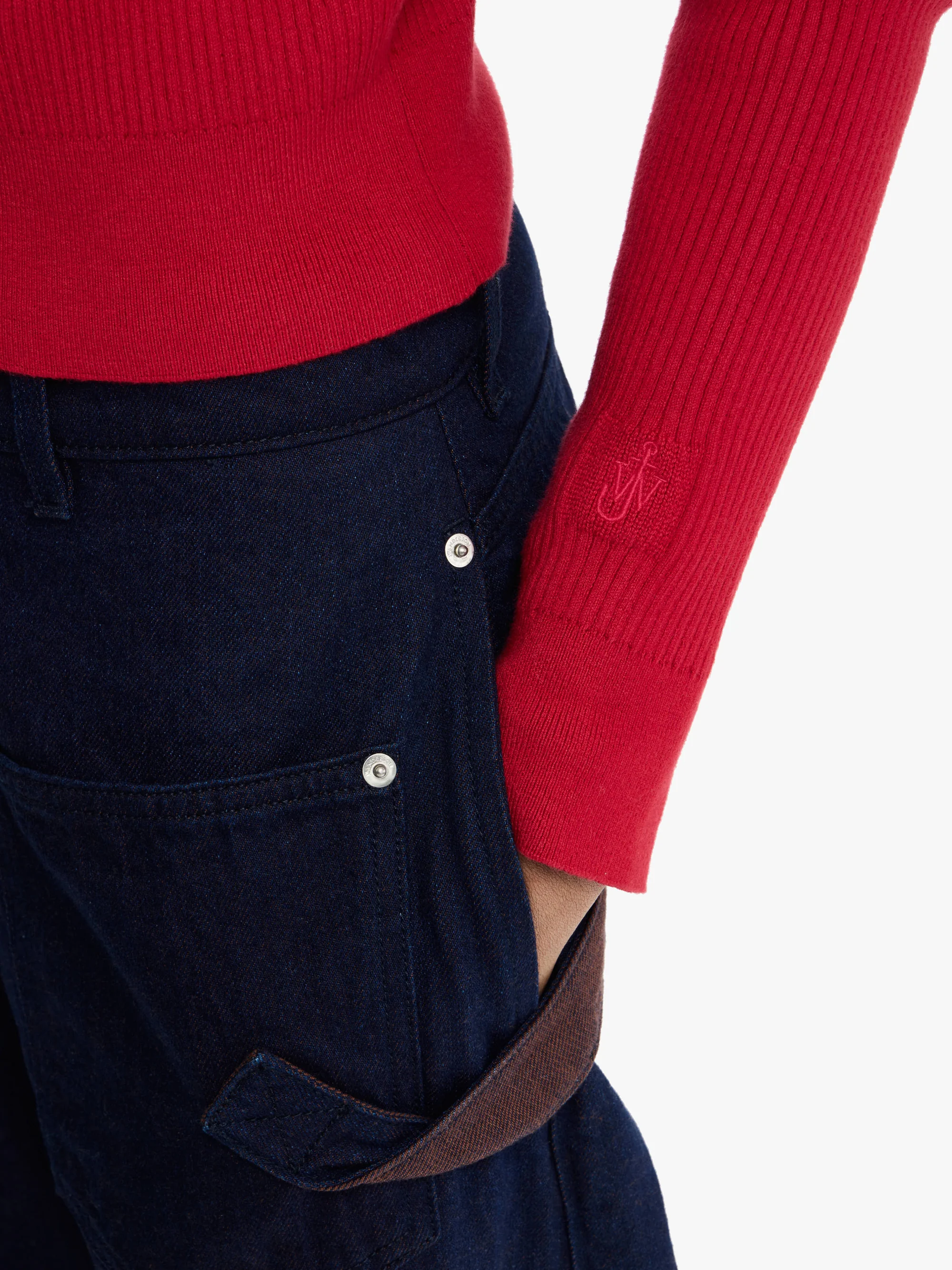 JW ANDERSON Fitted Zip Up Cardigan in Crimson Red