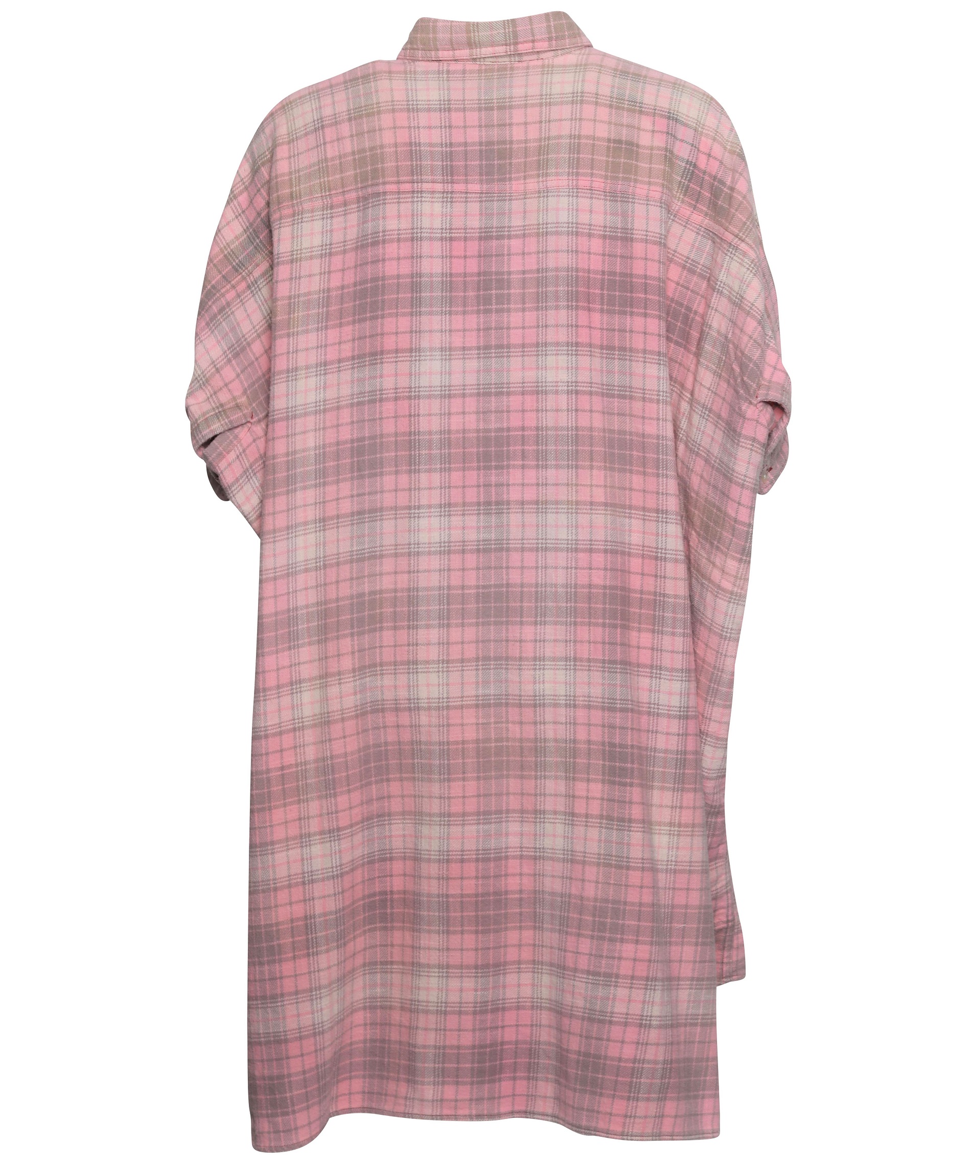 R13 Plaid Oversized Check Shirt Dress in Pink/Grey One Size
