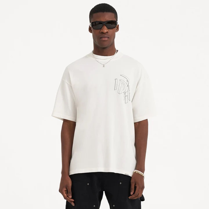 REPRESENT Initial Assembly Outline T-Shirt in Flat White S