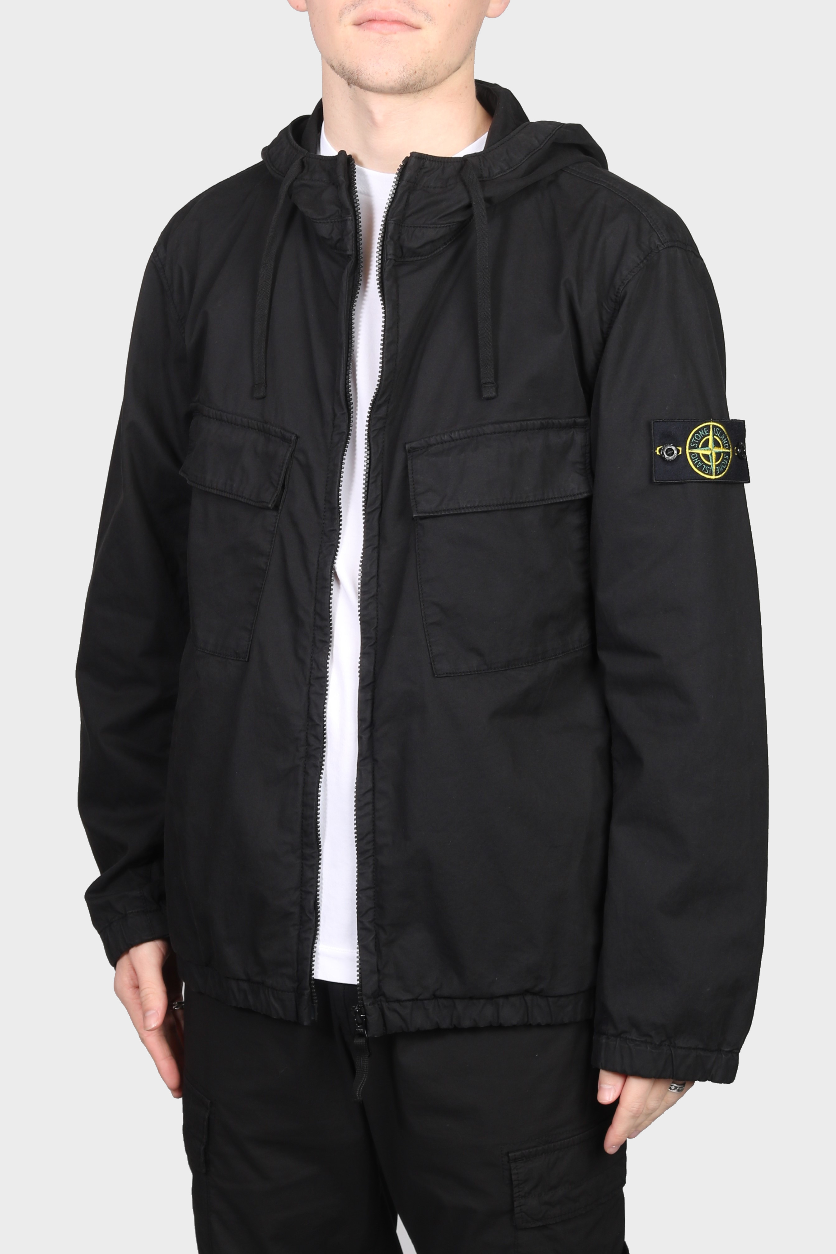 STONE ISLAND Supima® Cotton Twill Jacket in Black 3XL