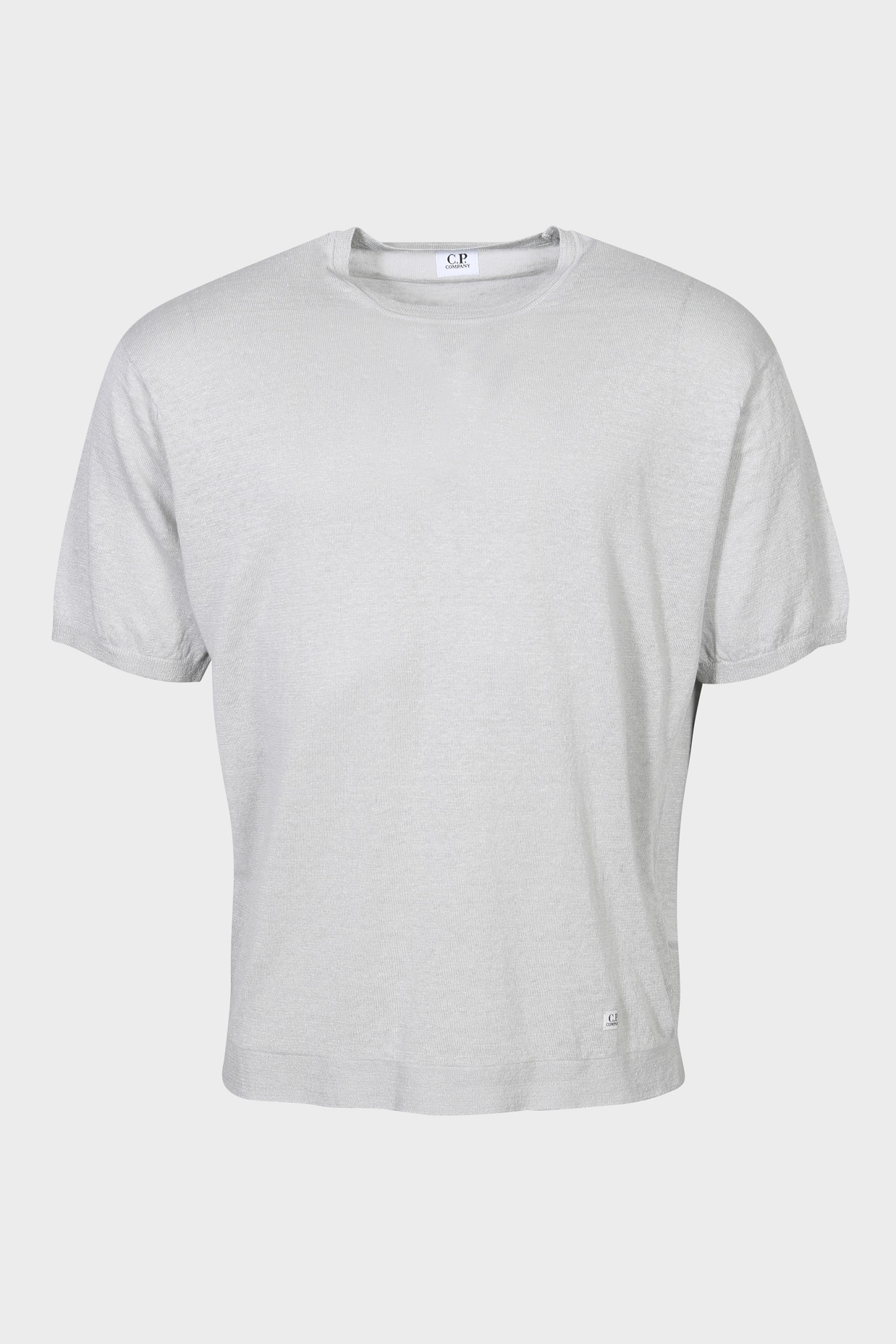 C.P. COMPANY Linen Knit T-Shirt in Light Grey Blue C.P. COMPANY Linen Knit T-Shirt in Light Grey Blue