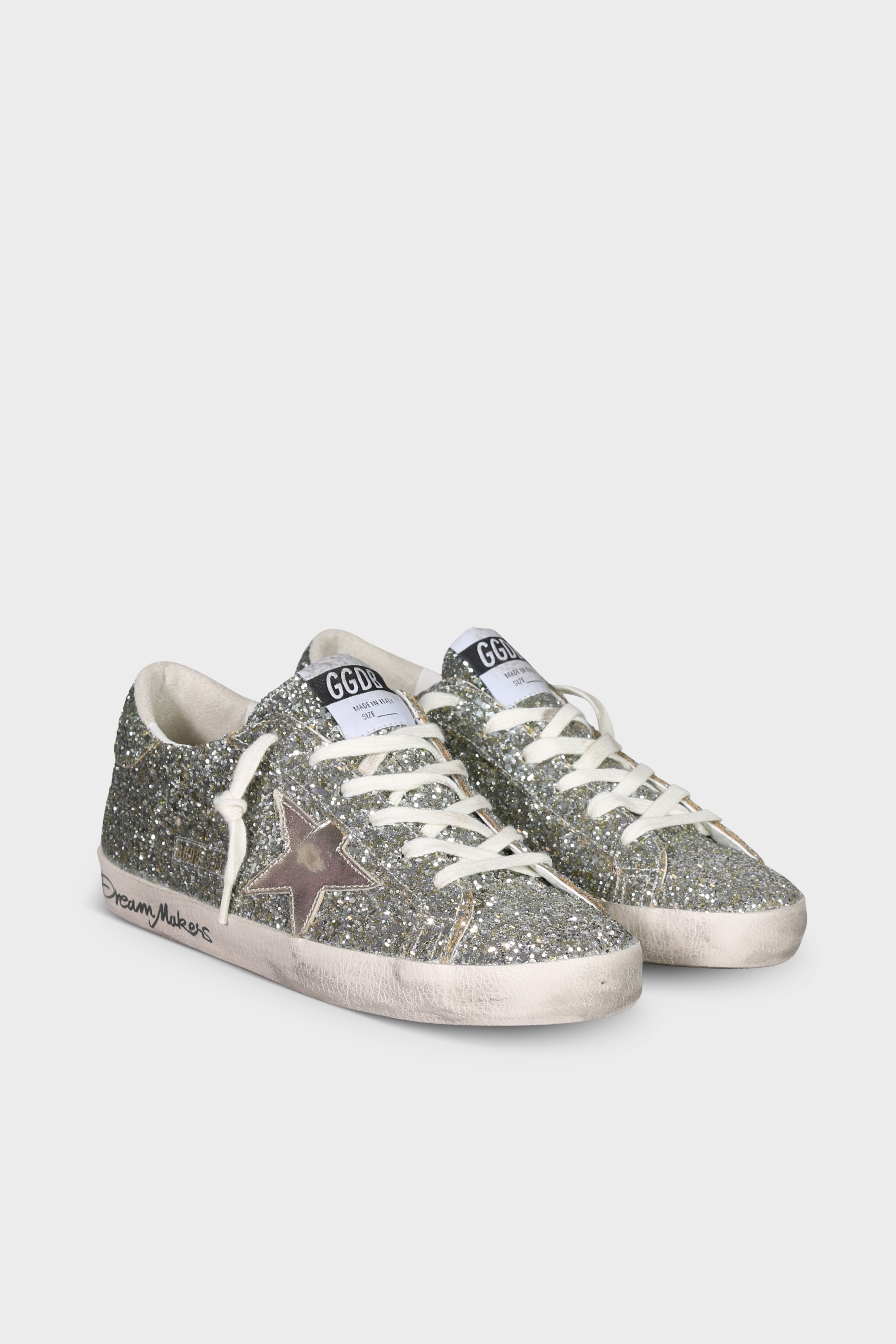 GOLDEN GOOSE Super Star Glitter in Platinum Green