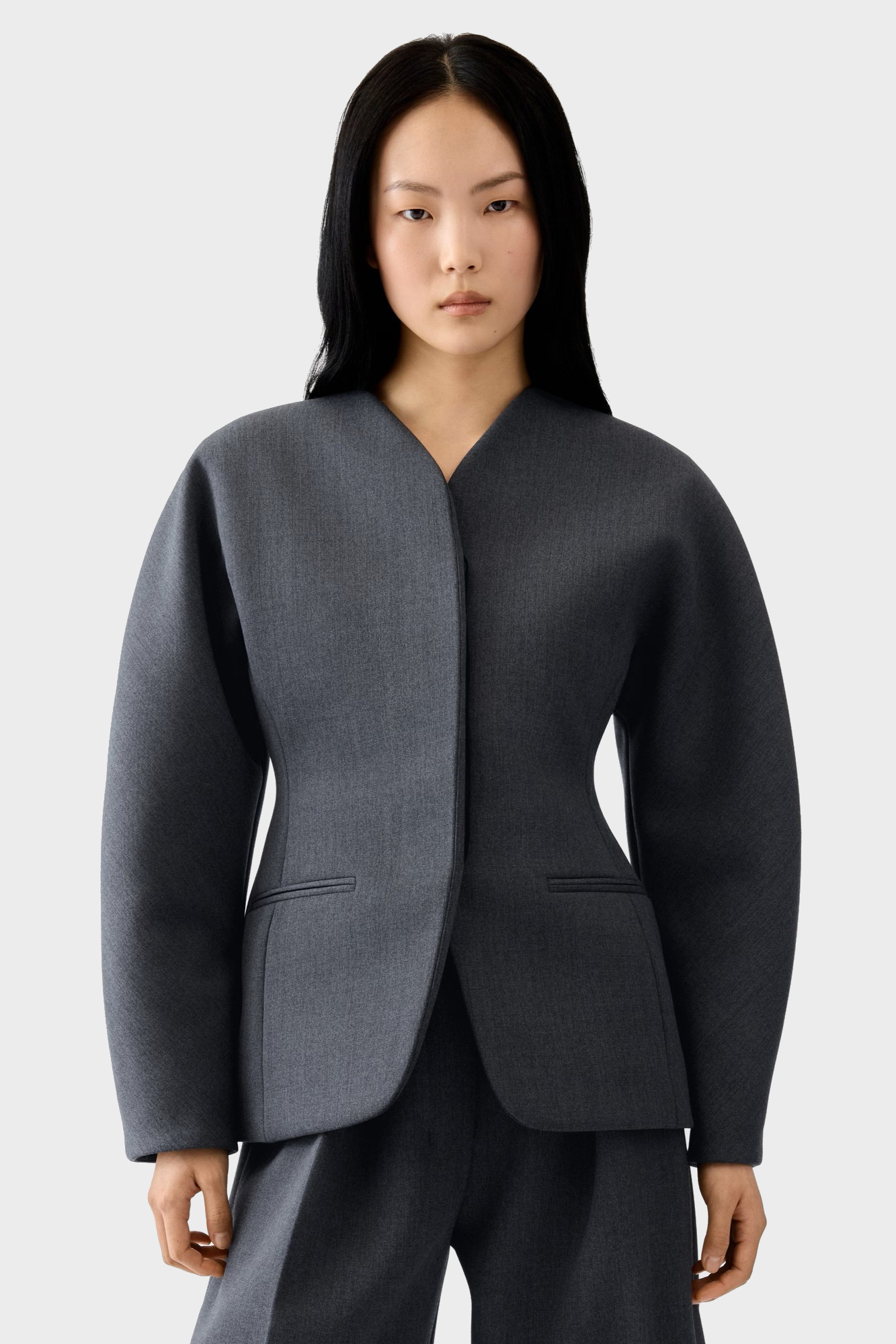 JACQUEMUS Ovalo Blazer in Dark Grey