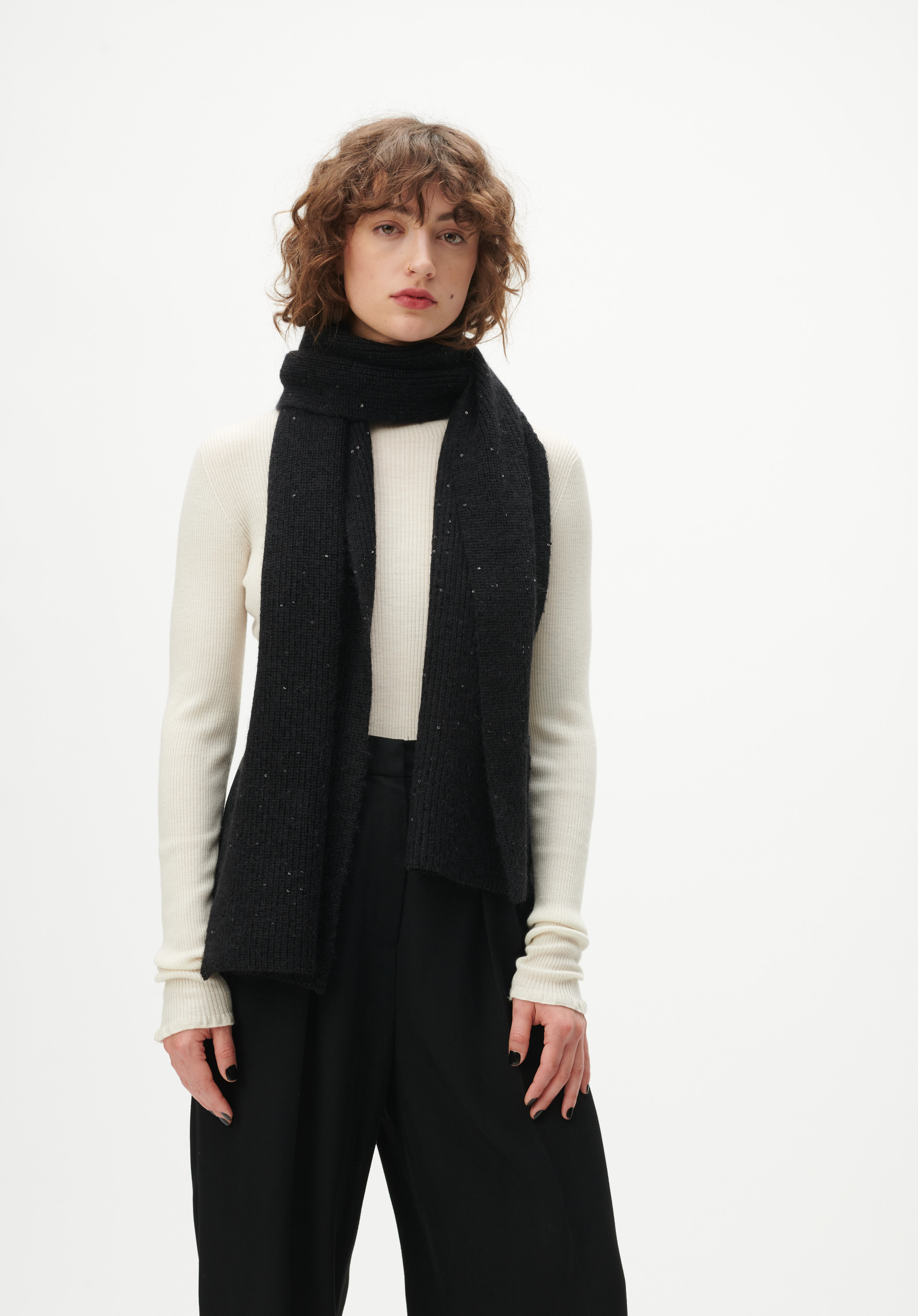 Lala Berlin Scarf Avery in Black Sequins