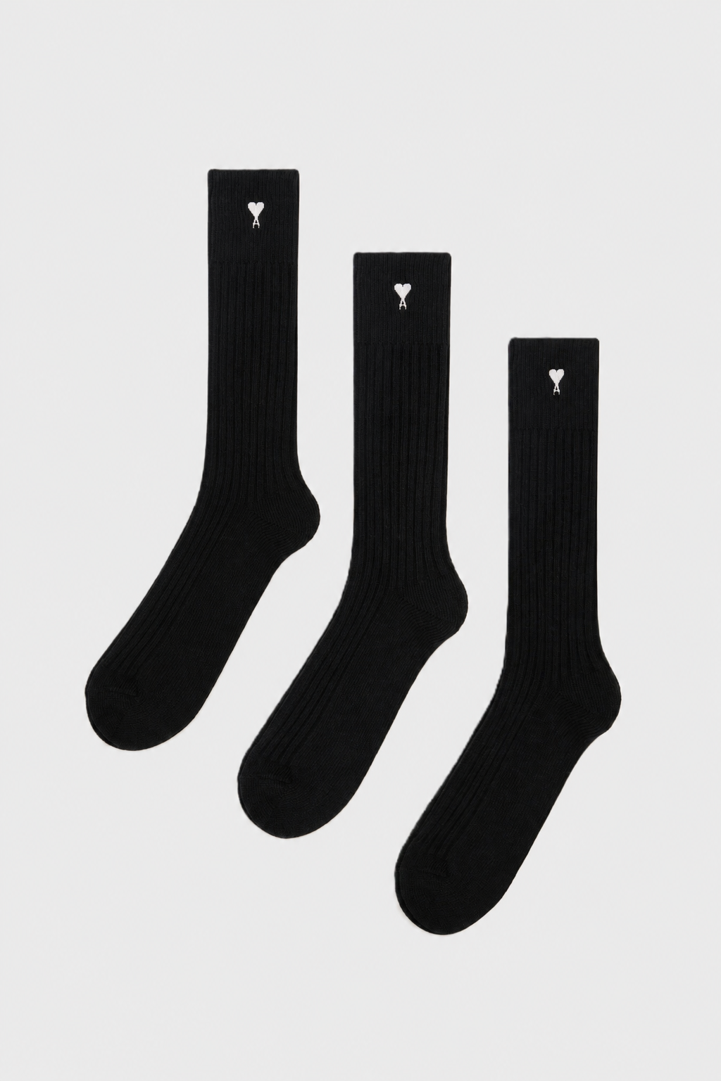 AMI PARIS de Coeur 3 Pack Socks in Black/White
