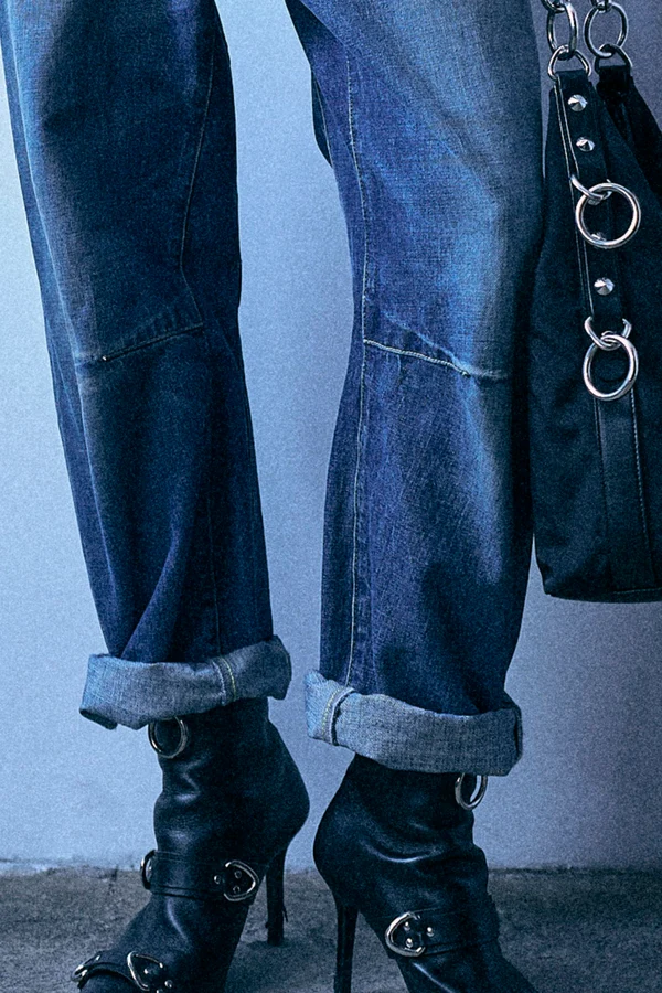 R13 Articulated Knee X-BF Jeans in Hackney Blue