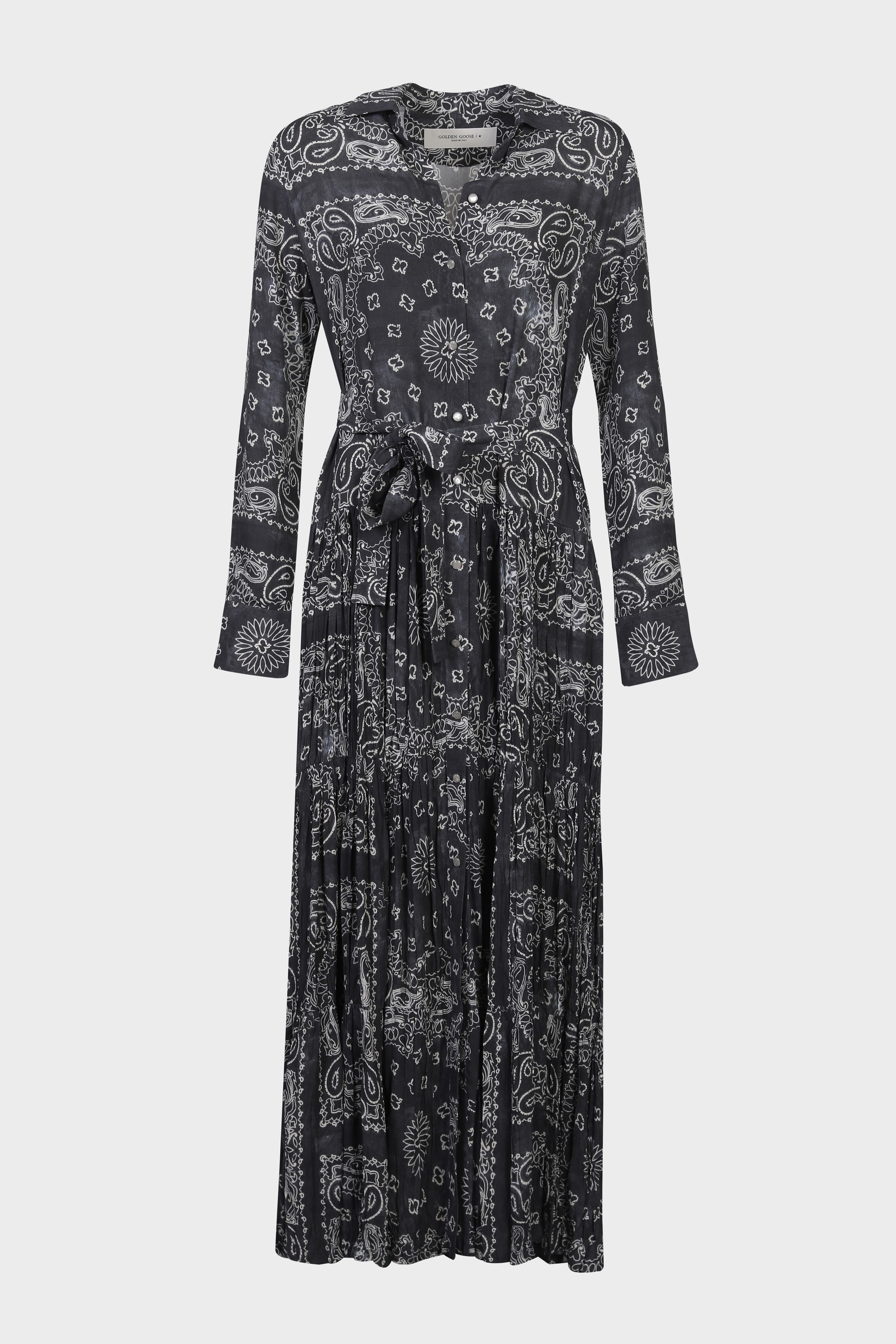 GOLDEN GOOSE Long Dress in Anthracite Paisley Print IT 40 / EU 34